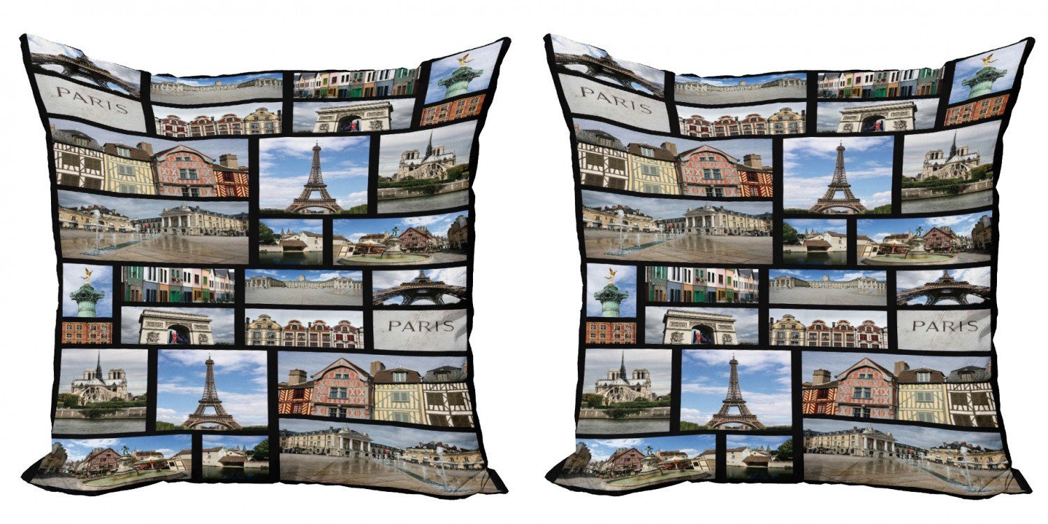 Kissenbezüge Paris Frankreich Accent Modern Iconic Doppelseitiger Abakuhaus Foto Sehenswürdigkeiten (2 Stück), Digitaldruck,