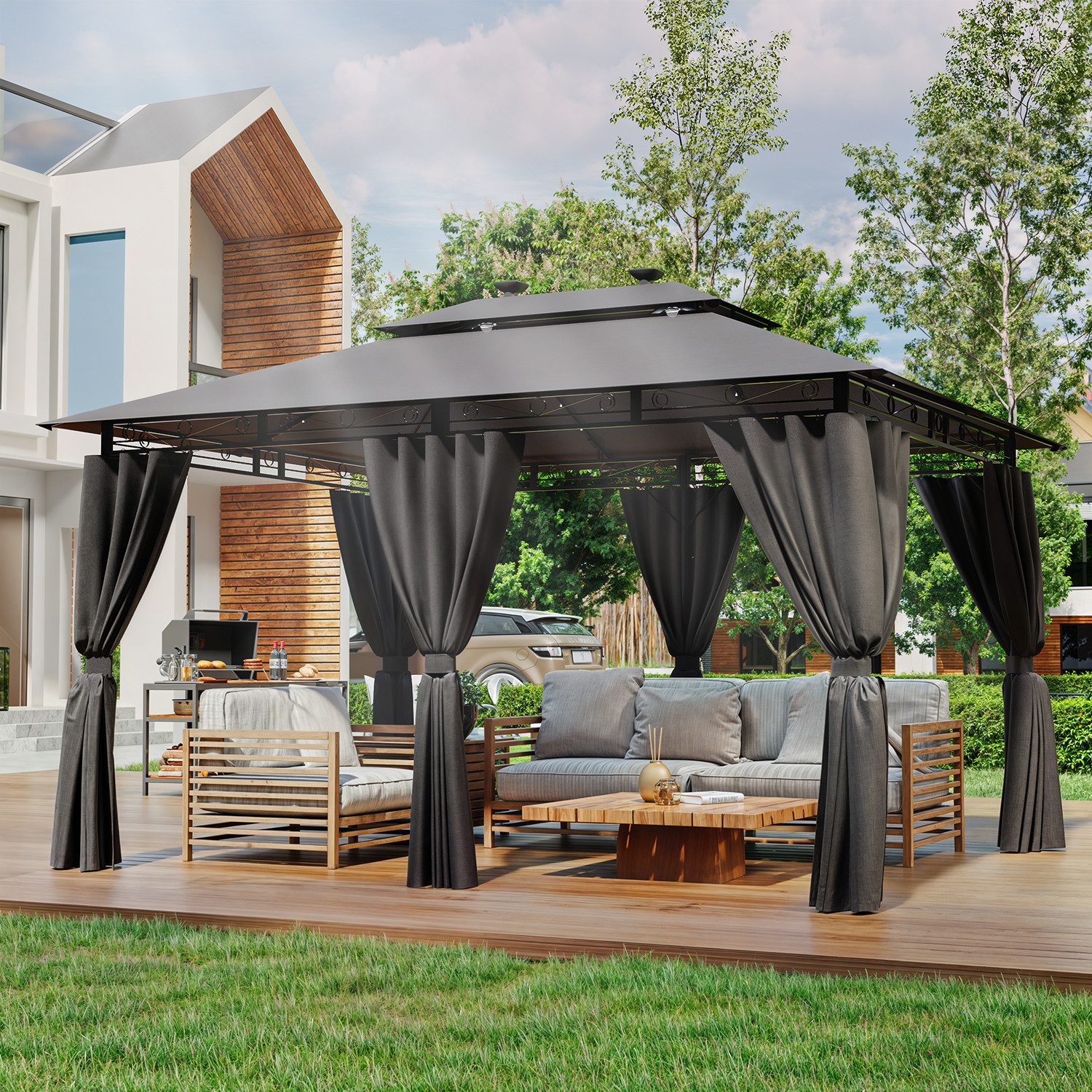 HOMALL Pavillon Gazebo Zelt 298*298CM wetterfestes günstig online kaufen