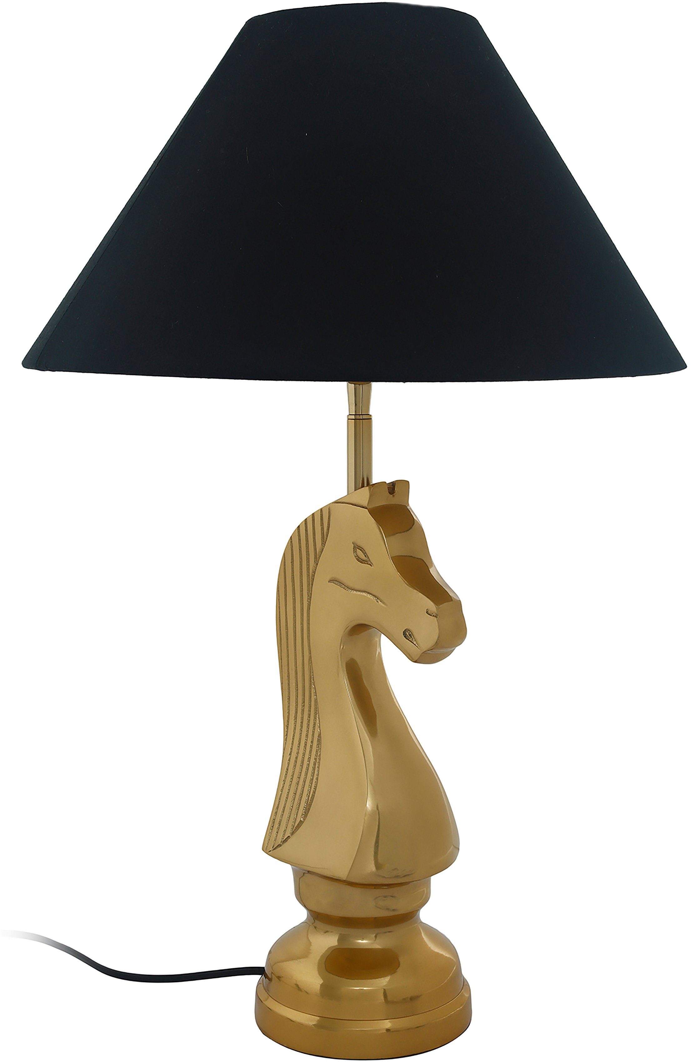 Günstiger Normalpreis Tischlampe dekorativem aus Shah, ohne Schah-Pferd-Sockel Tischleuchte mit Stoffschirm Metall, Kayoom Leuchtmittel,