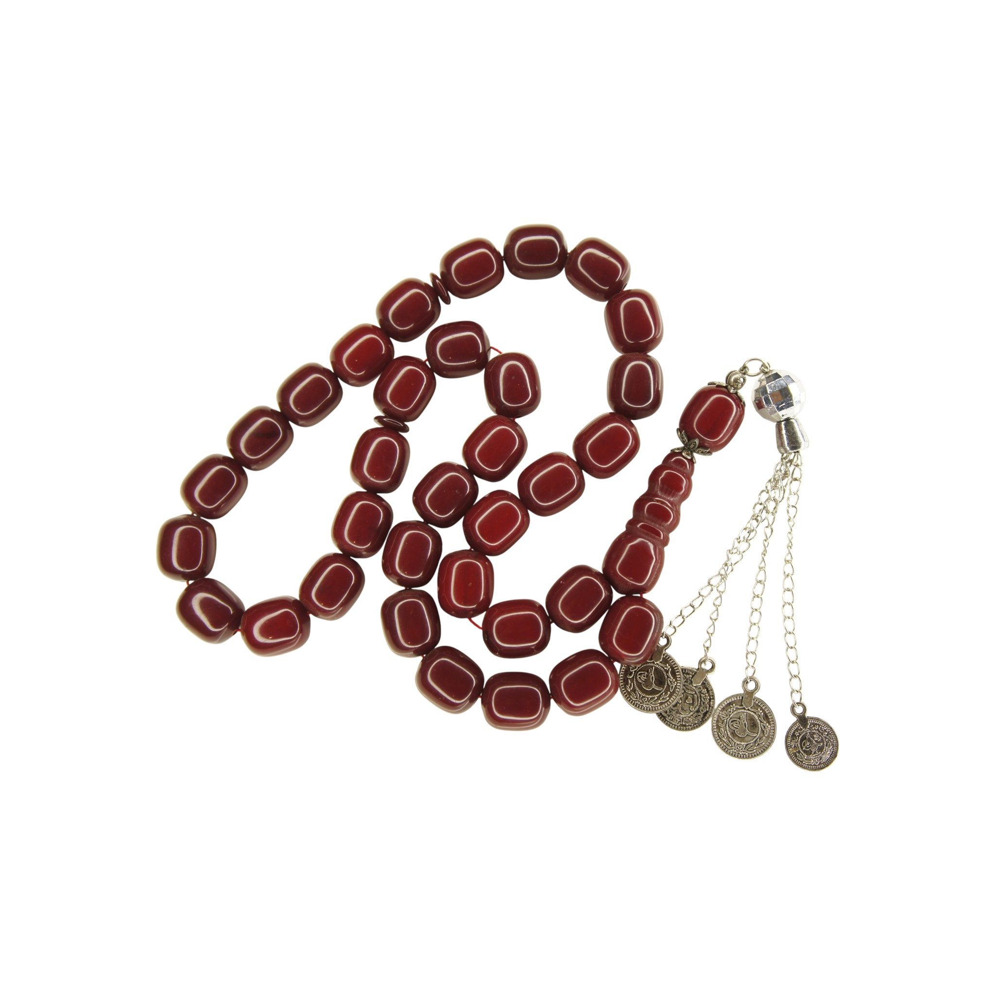 TesbihBid Kettenanhänger Osmanische Katalin Bakalite Gebetskette in Bordeaux (Bakalite Subha Ates, Amber Prayerbeads Rosary Faturan, 33-tlg., Die Schnösten Geschenk für Manner), Gebetskette Tesbih Misbaha Tasbeeh