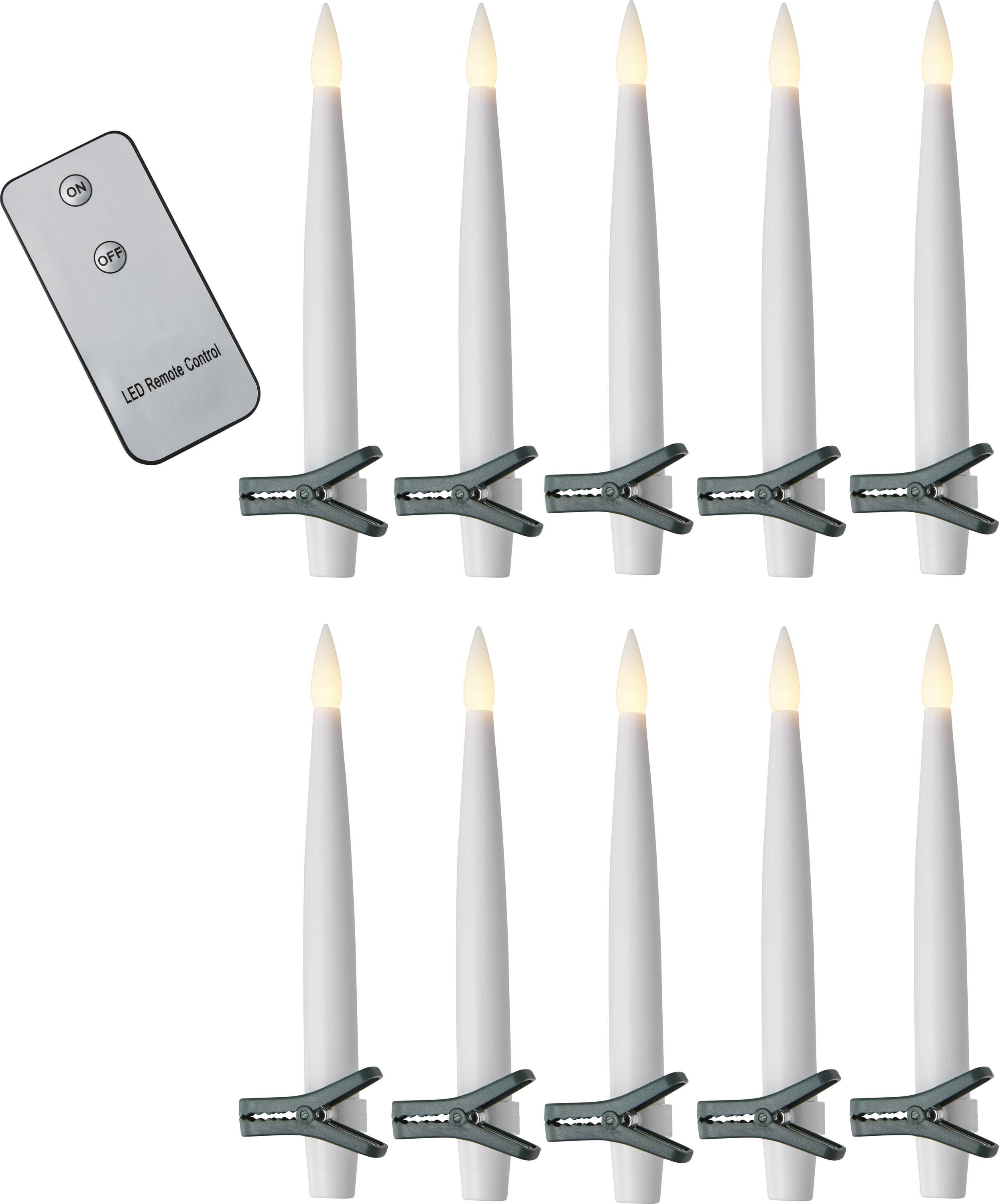STAR TRADING LED Dekolicht LED-Leuchtkerzen Paulina, je ca. 15x1,5 cm, 10er Set