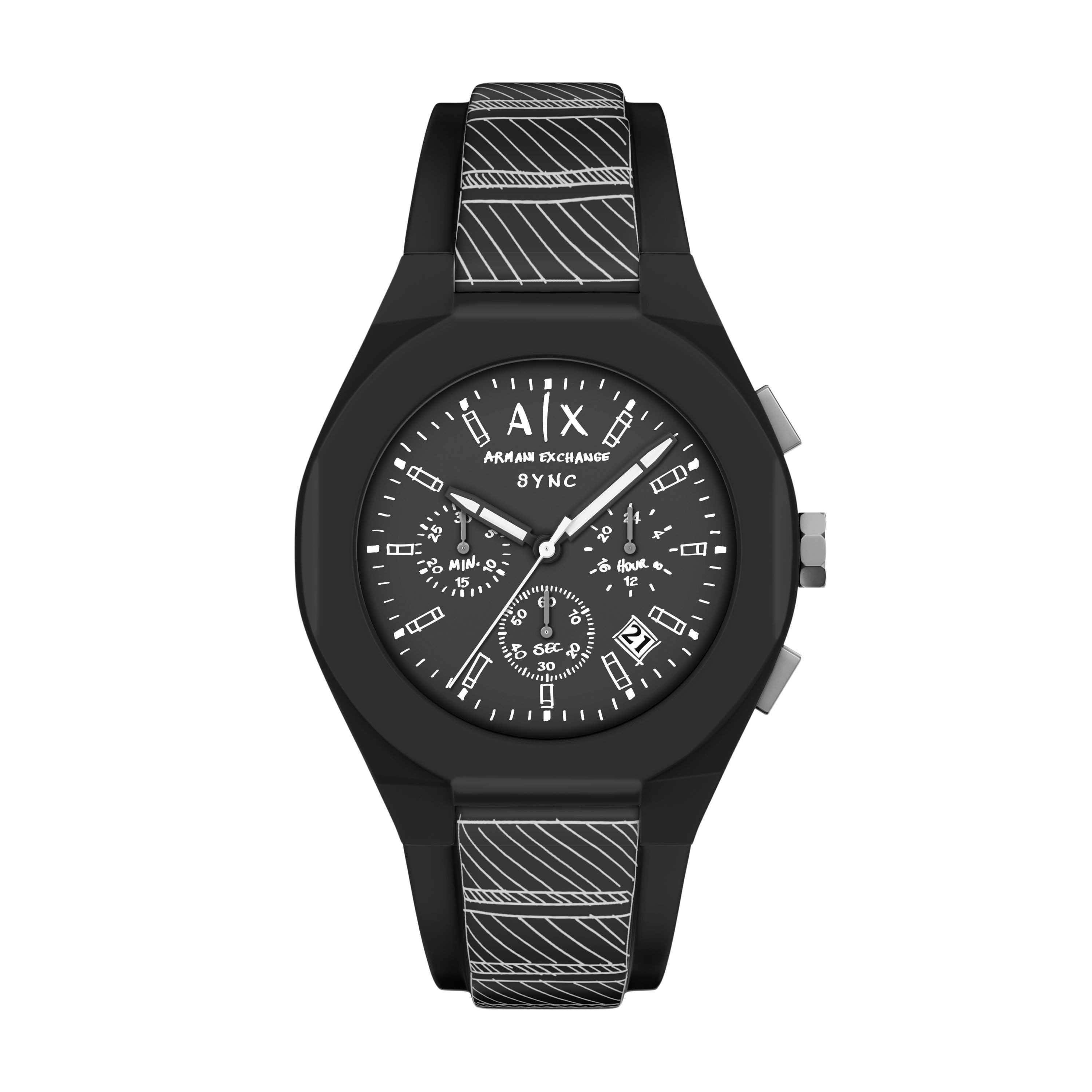 ARMANI EXCHANGE Chronograph SYNC AX4174, Quarzuhr, Armbanduhr, Silikonarmband, analog, Tag, Stoppfunktion