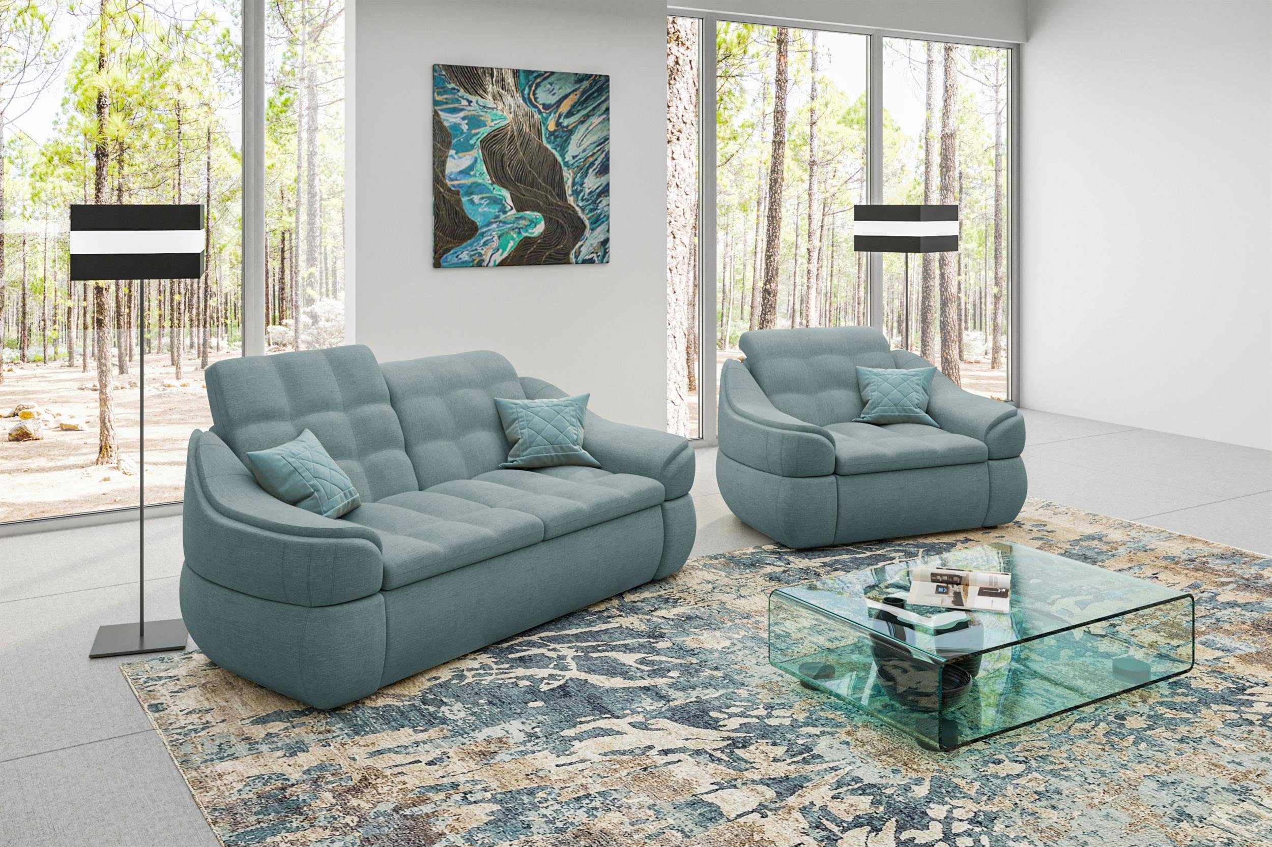 Stylefy Polstergarnitur Alisa, Sofa (2-tlg), (Set 2-Sitzer aus bestehend und Sessel, Modern Design