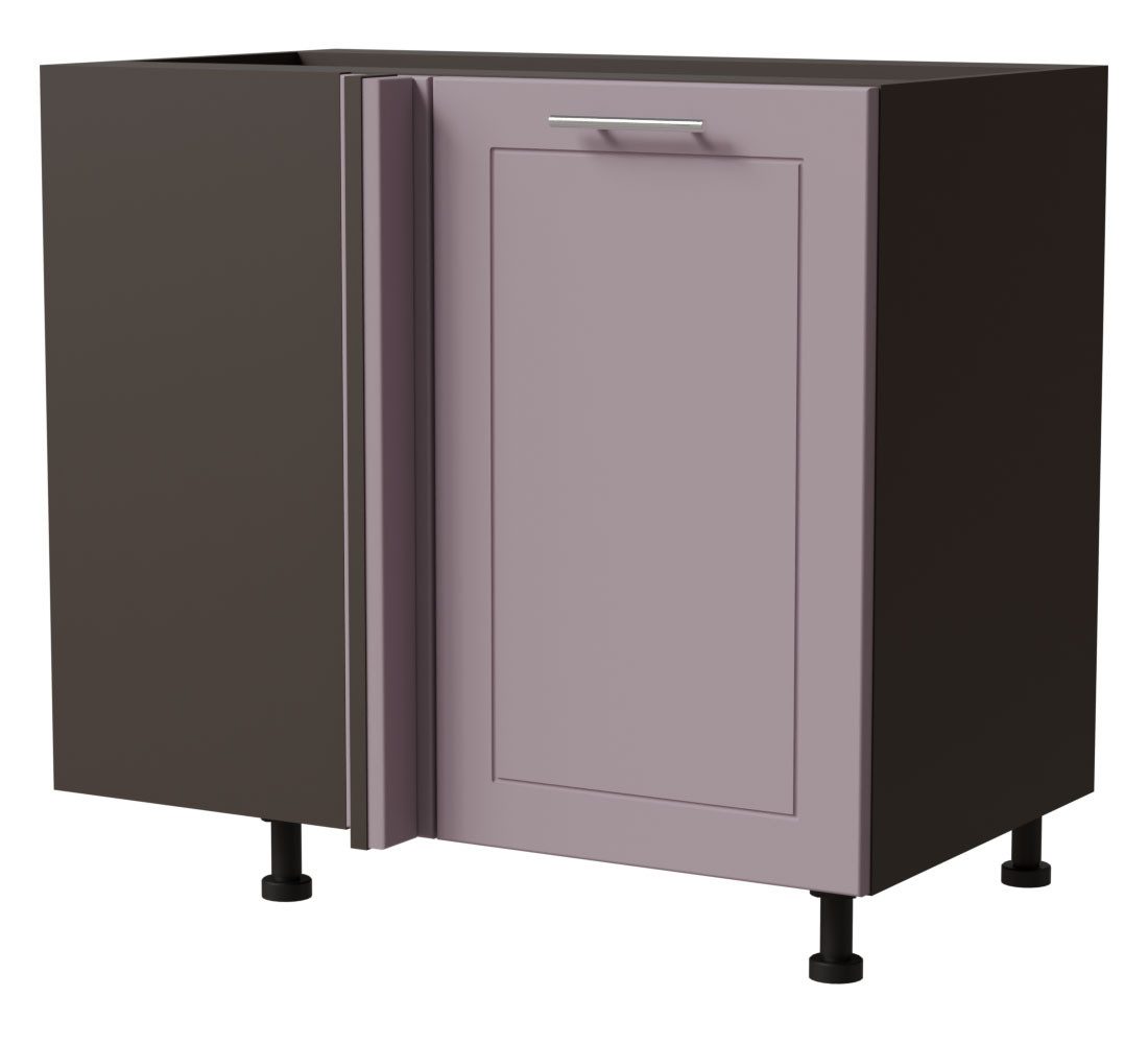 Feldmann-Wohnen Eckschrank Bari (D13U/90, 1-türig, 1 Einlegeboden, 1-St., moderne Kassettenoptik, lackierte Fronten) 90x50x82cm Lava / RAL 4009 pastellviolett