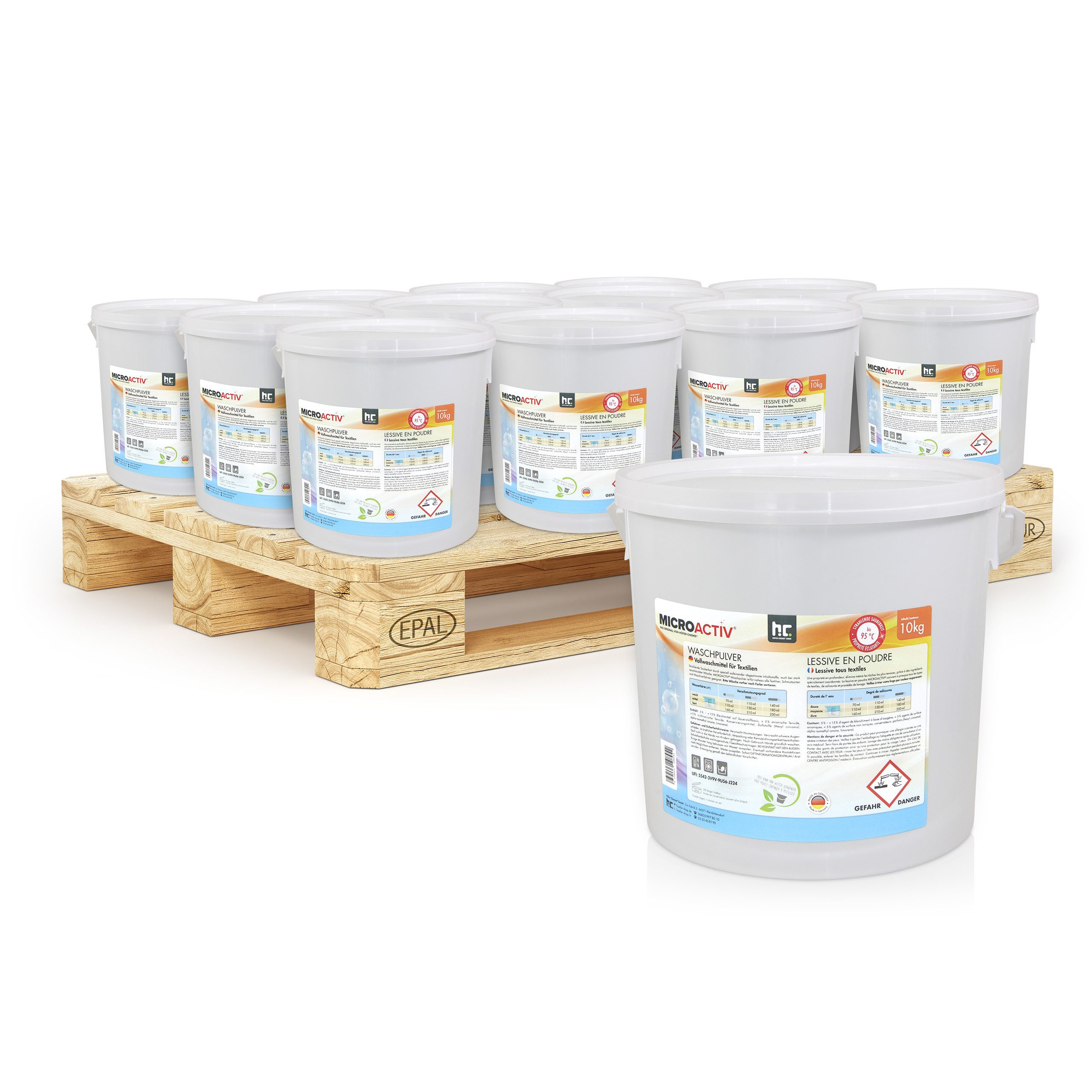 Höfer Chemie GmbH 60x 10 kg Microactiv® Waschpulver Vollwaschmittel Grundreiniger (Leistungsstark für strahlend saubere Wäsche)