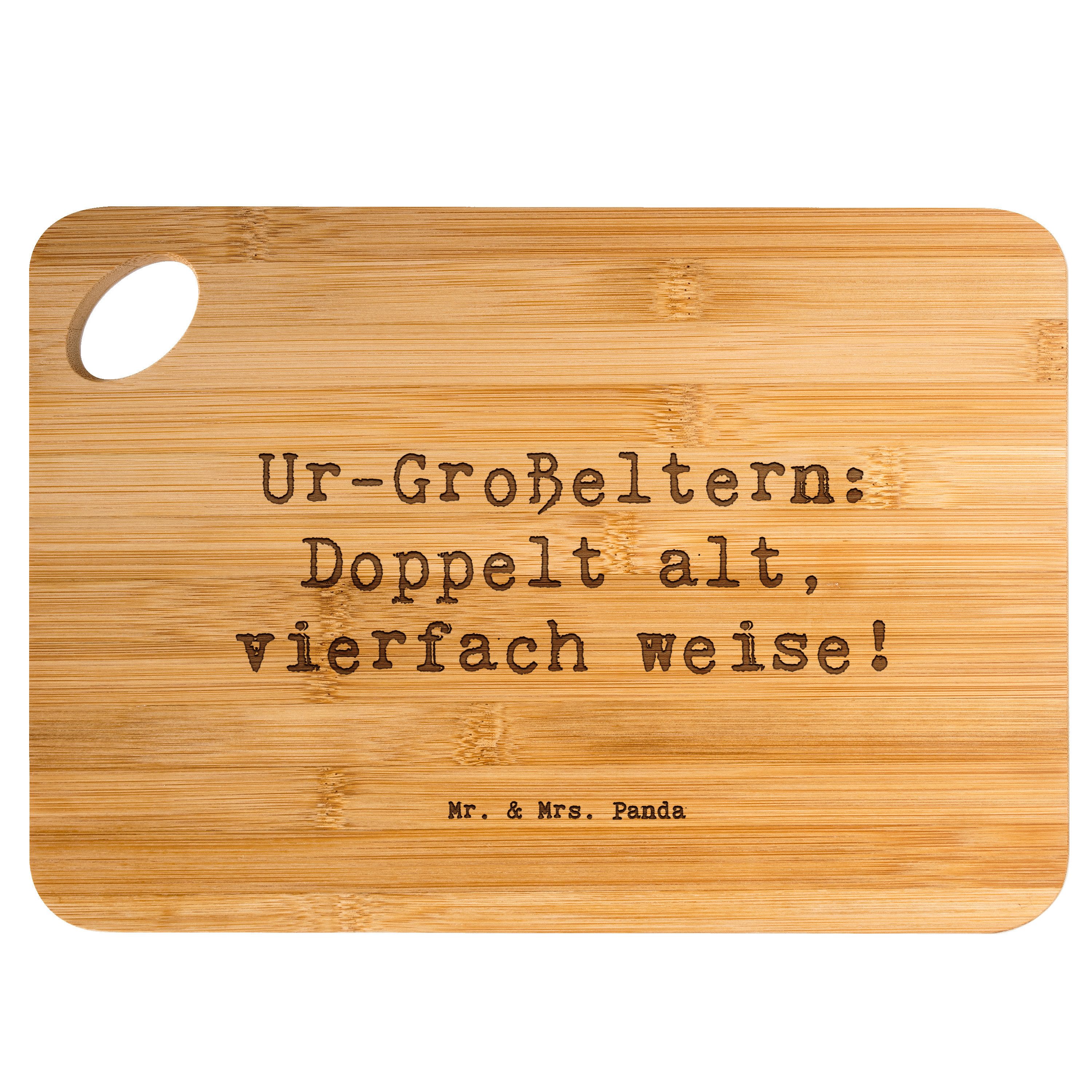 Mr. & Mrs. Panda Servierbrett Spruch Ur-Großeltern Weisheit, Holzbrett, Transparent, Familienmitgli, Bambus, (Packung, Ur-Großeltern Familie & Verwandte Liebe), kreative Geschenke küchenbrettchen Schneidbrett Küche