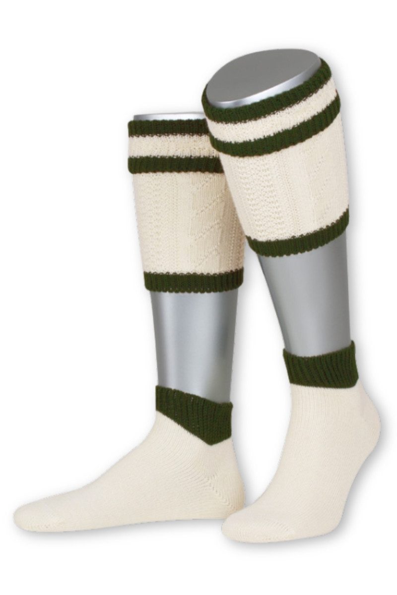 Lusana Trachtensocken Loferl - L479 - wollweiß, mittelbraun, rot
