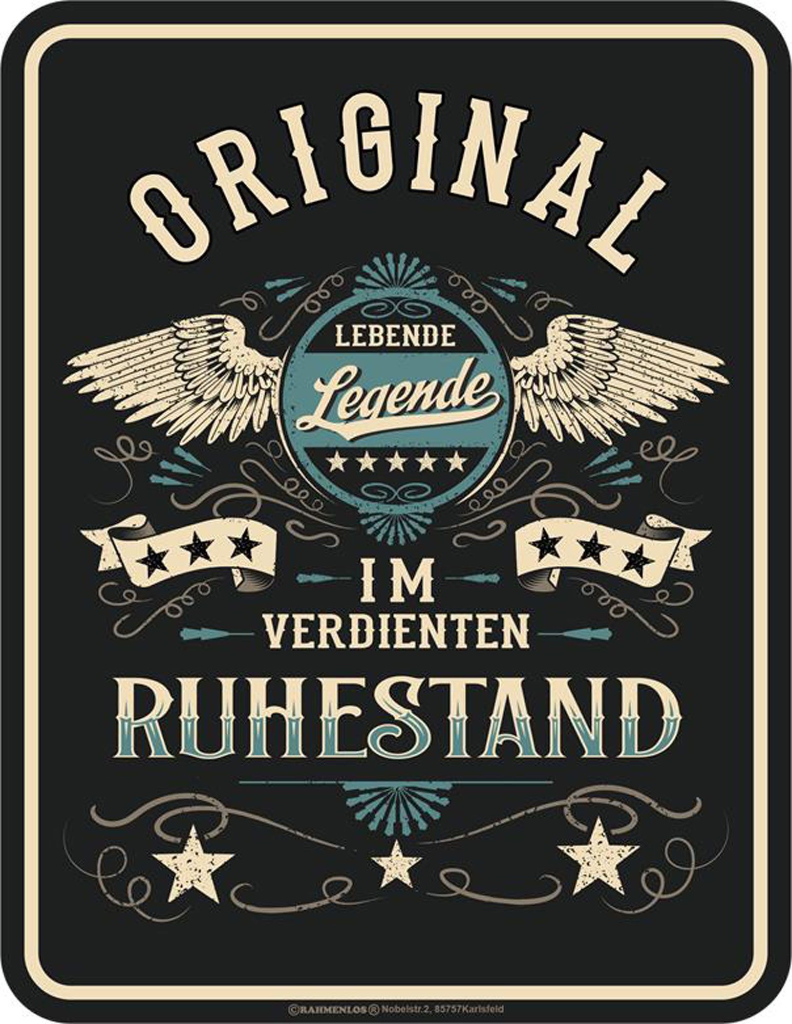Metallschild Rente - Fun-Schilder - Legende im Ruhestand