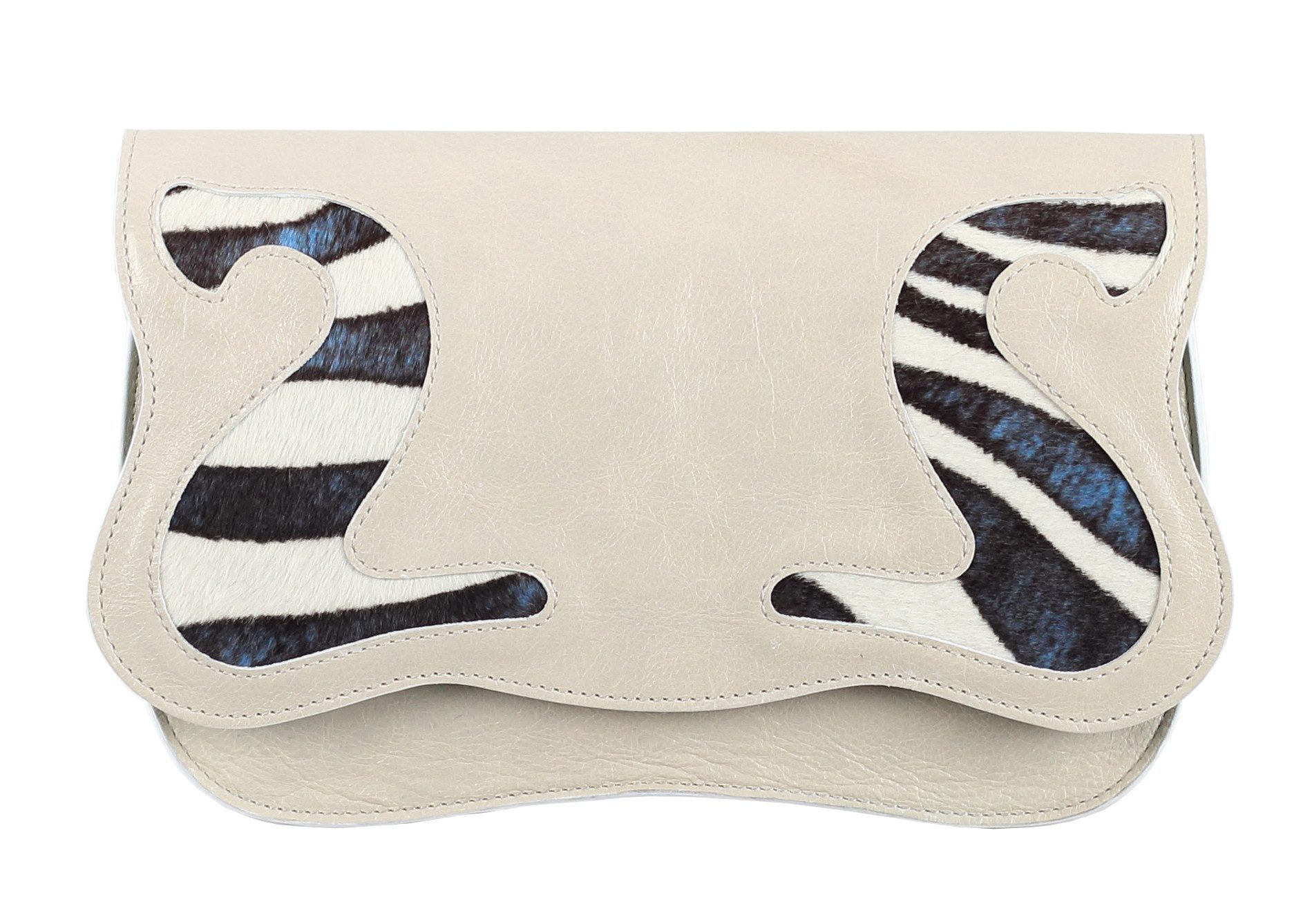 Abendtasche GABRIELLA, TW5  Twin Ledertäschchen mit Kette, Clutch mit Fell