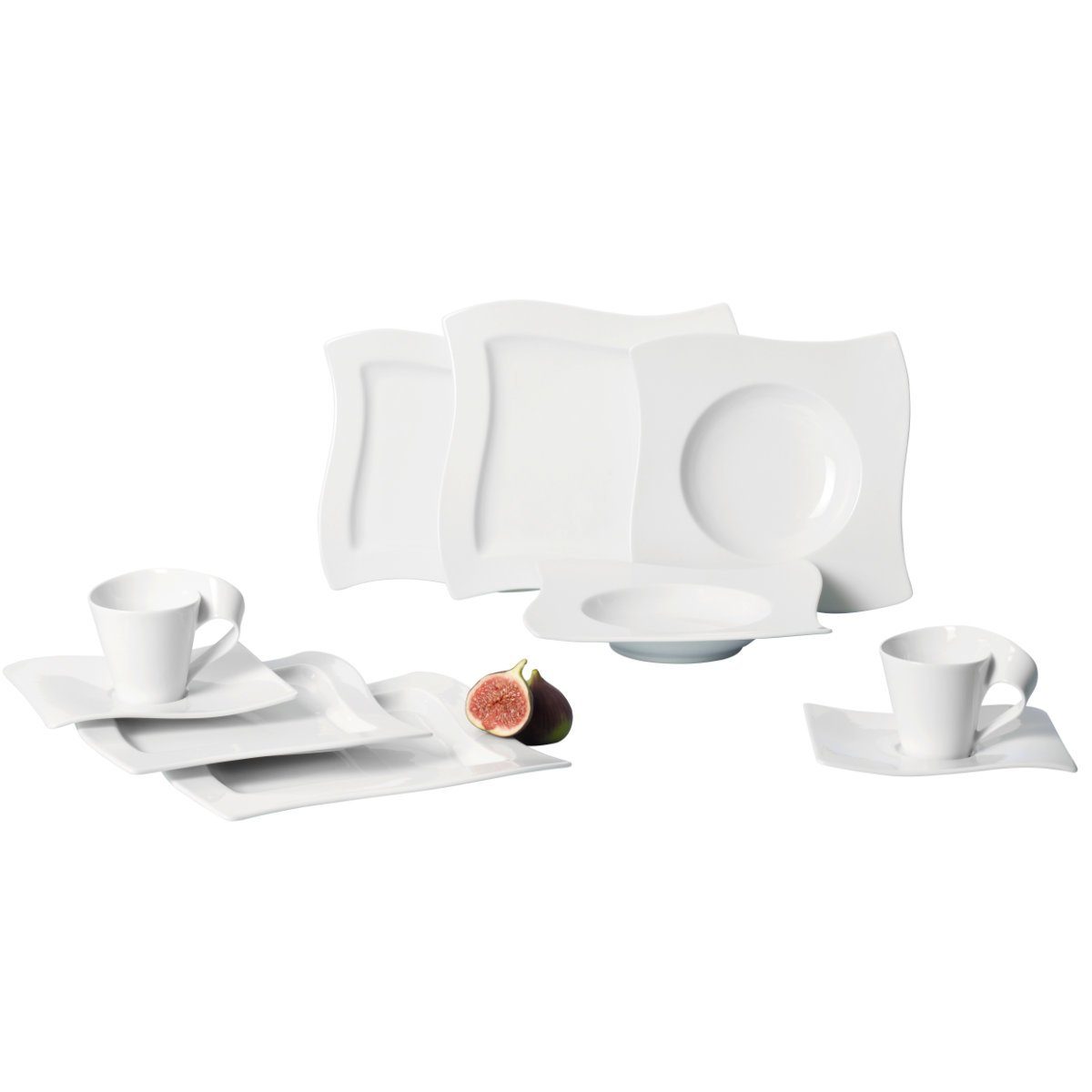 Villeroy & Boch Tafelservice New Wave, 8 Personen, Porzellan, 30-tlg.