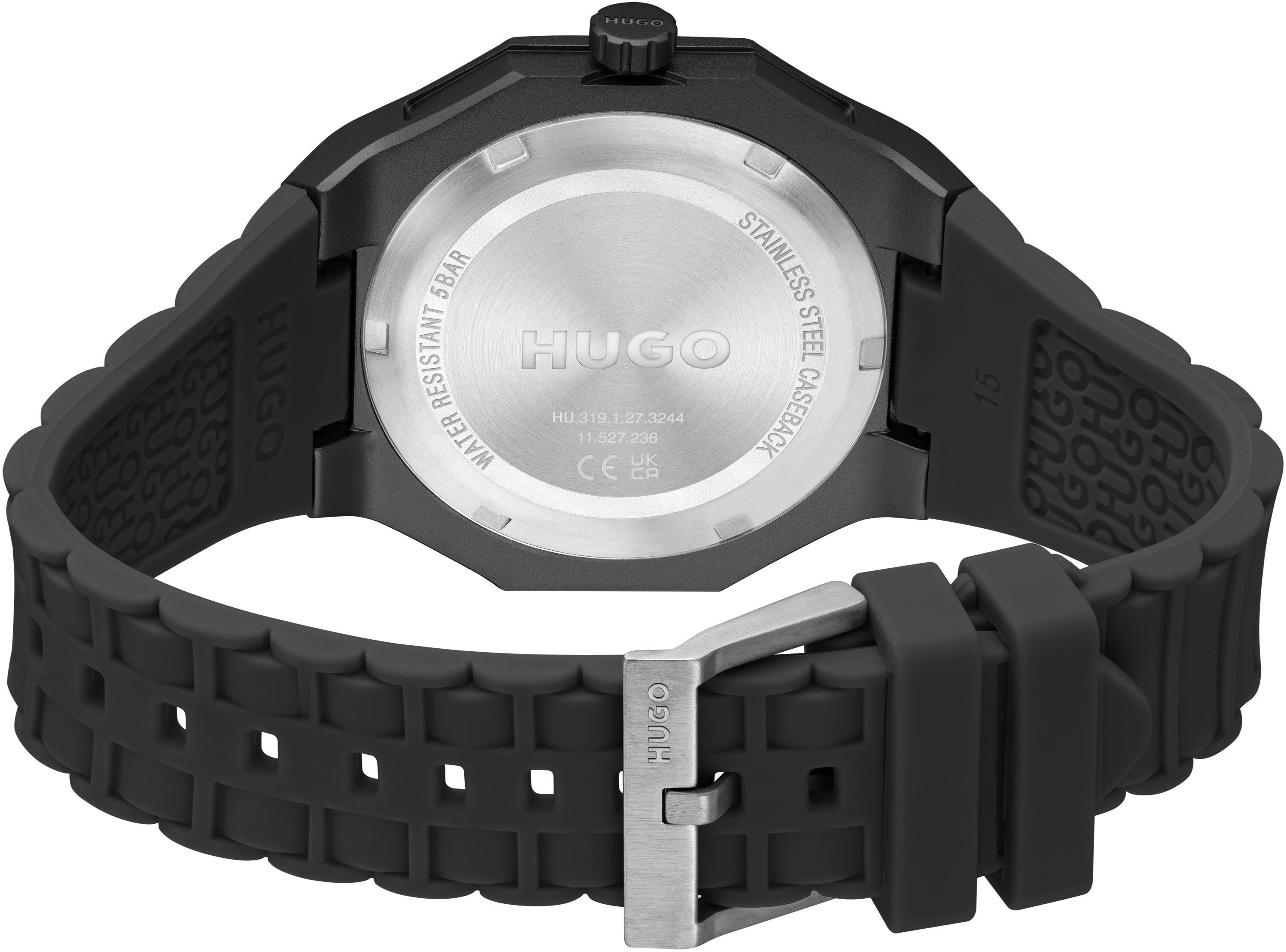 HUGO Quarzuhr #GRAIL LIGHT 1530396, Armbanduhr, Herrenuhr, Silikonarmband, analog