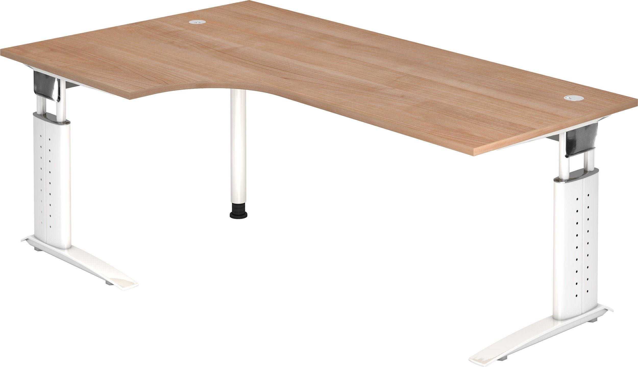 Schreibtisch Dekor: 200 - Weiß Schreibtisch x bümö cm Serie-U, Eckform: Nussbaum Gestell: - 120