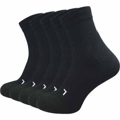 GAWILO Laufsocken für Herren mit Kompression und Polsterung in bunt, schwarz & weiß (5 Paar) Anatomisch korrekt für den linken und rechten Fuß gestrickt