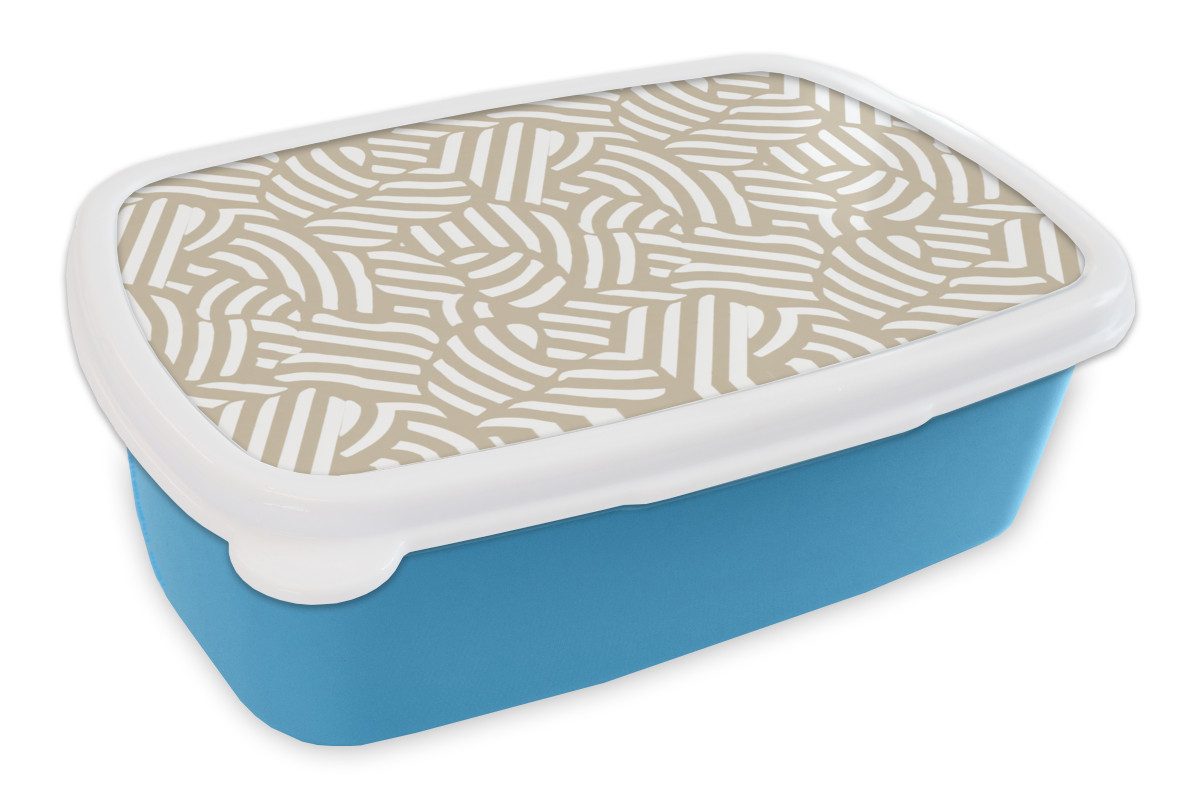 MuchoWow Lunchbox Abstrakt - Modern - Beige, Kunststoff, (2-tlg), Brotdose, Lunchbox, Brotbox für Kinder und Erwachsene