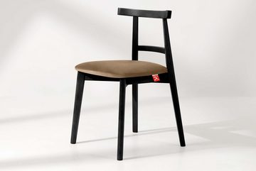 Konsimo Esszimmerstuhl Esstischstühle LILIO Holzstühle Polsterstühle 2 St, hergestellt in der EU, Buchenholzrahmen, schwarzer Rahmen, Vintage