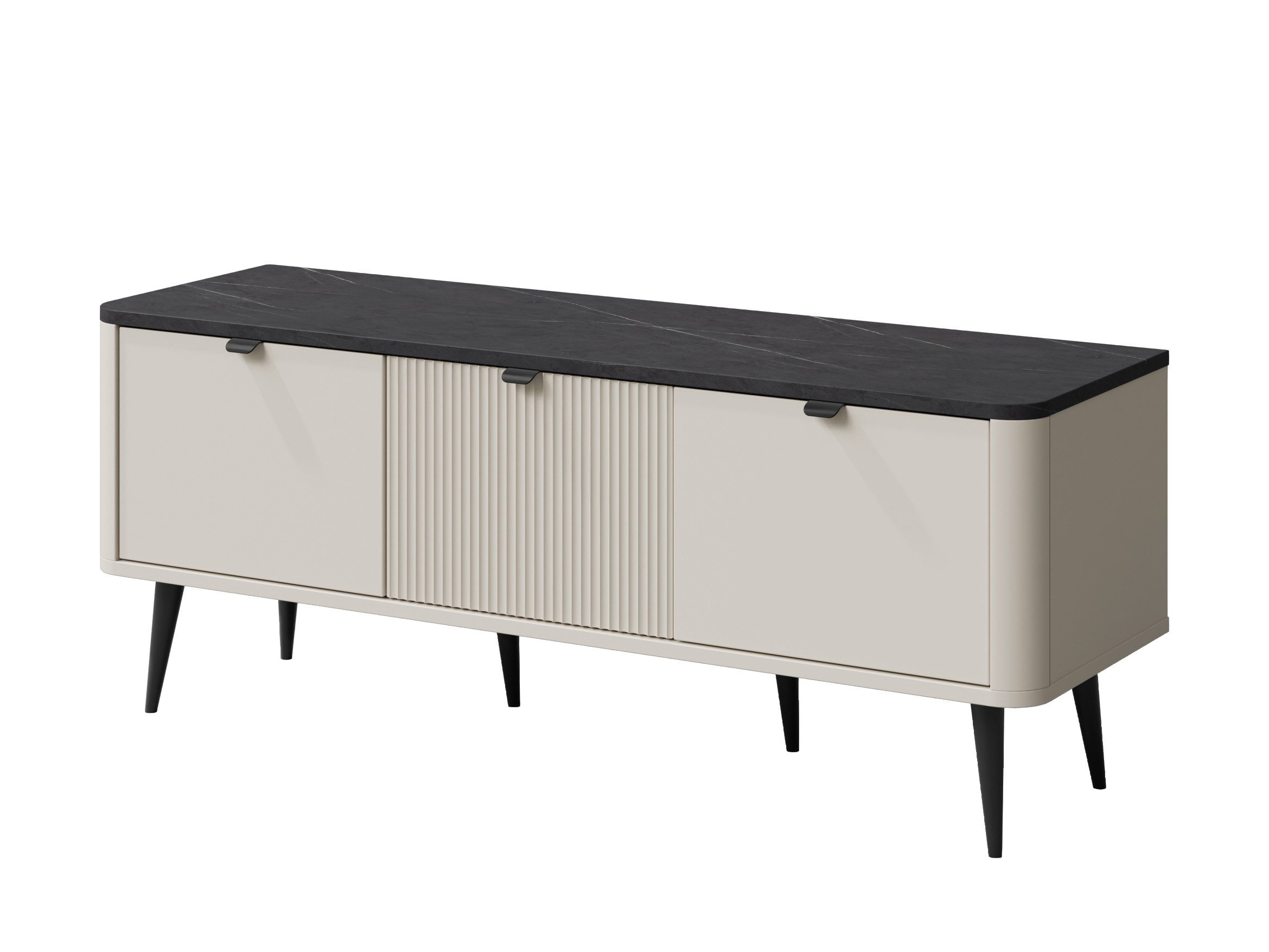 Compleo TV-Schrank modern Design, TV-Kommode mit Lamellen, Breite: 130 cm