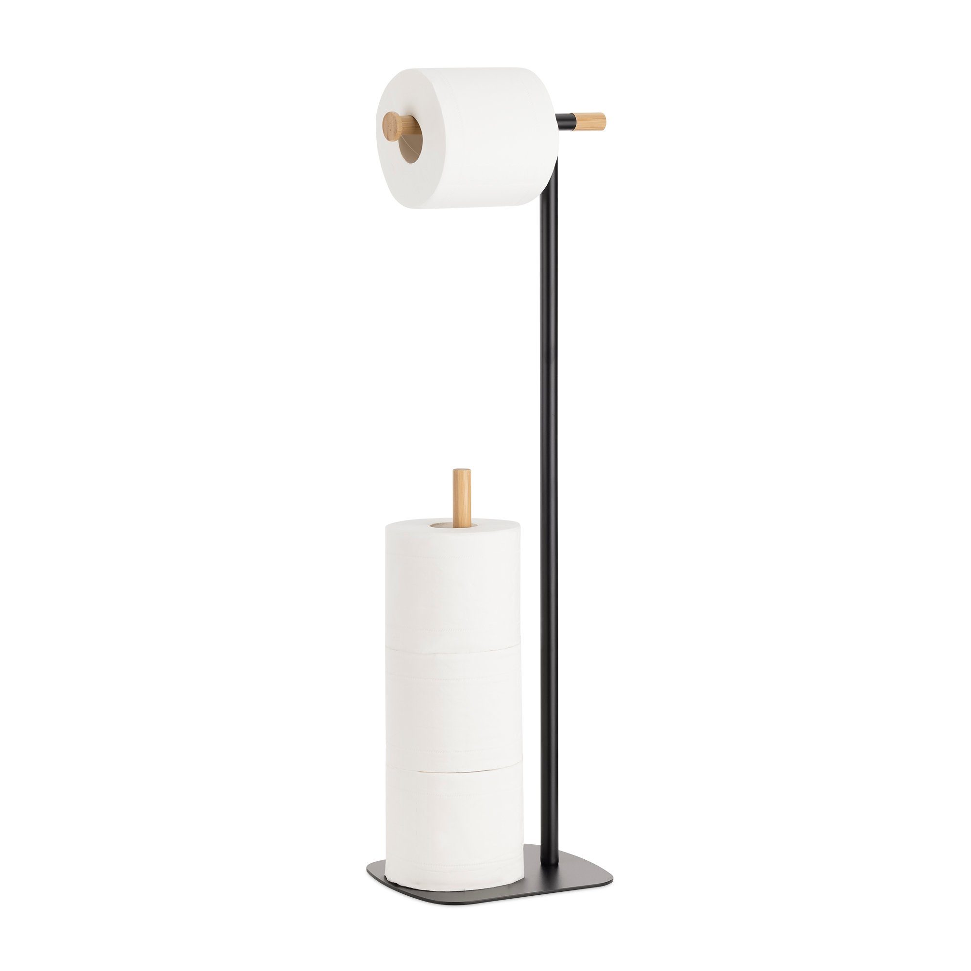 Navaris Toilettenpapierhalter Toilettenpapierhalter stehend - Schwarz Natur WC Klopapierständer (1-St)