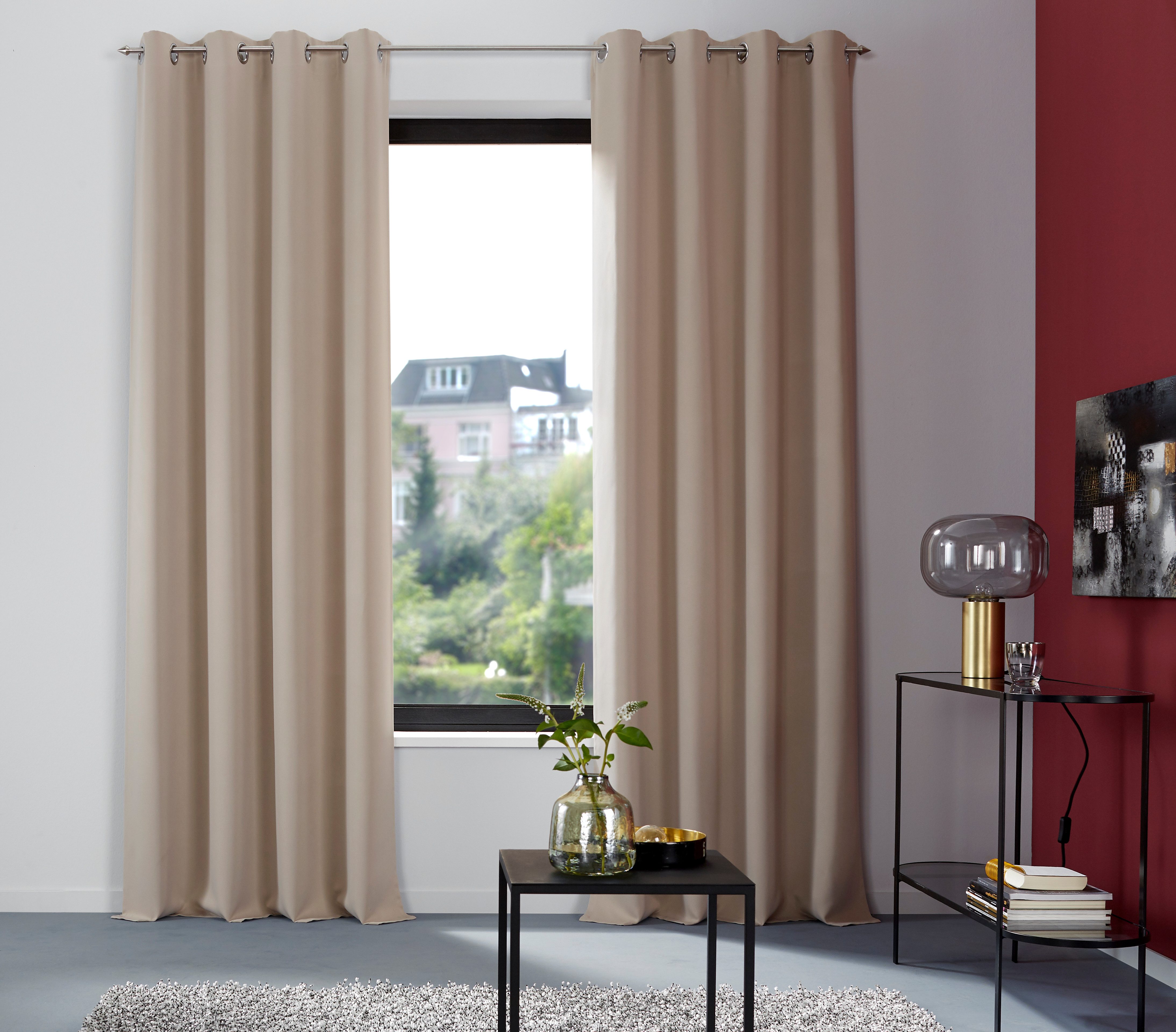 OTTO home Vorhang SOLA mit Ösen, 1er & 2 er Pack, blickdicht/verdunkelnd, Topseller! (2 St), Ösen, verdunkelnd, Polyester, blickdicht, Ösen-Aufhängung, wärmeabw – Bild 5 von 5