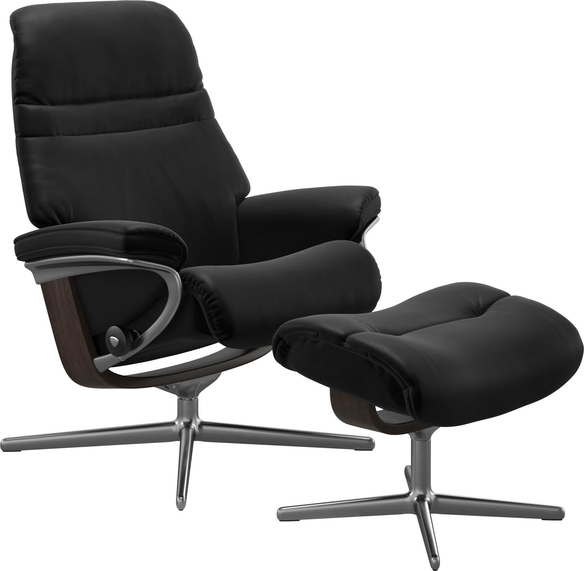 Stressless® Relaxsessel Sunrise (Set, Relaxsessel mit Hocker), mit Hocker, mit Cross Base, Größe S, M & L, Holzakzent Wenge