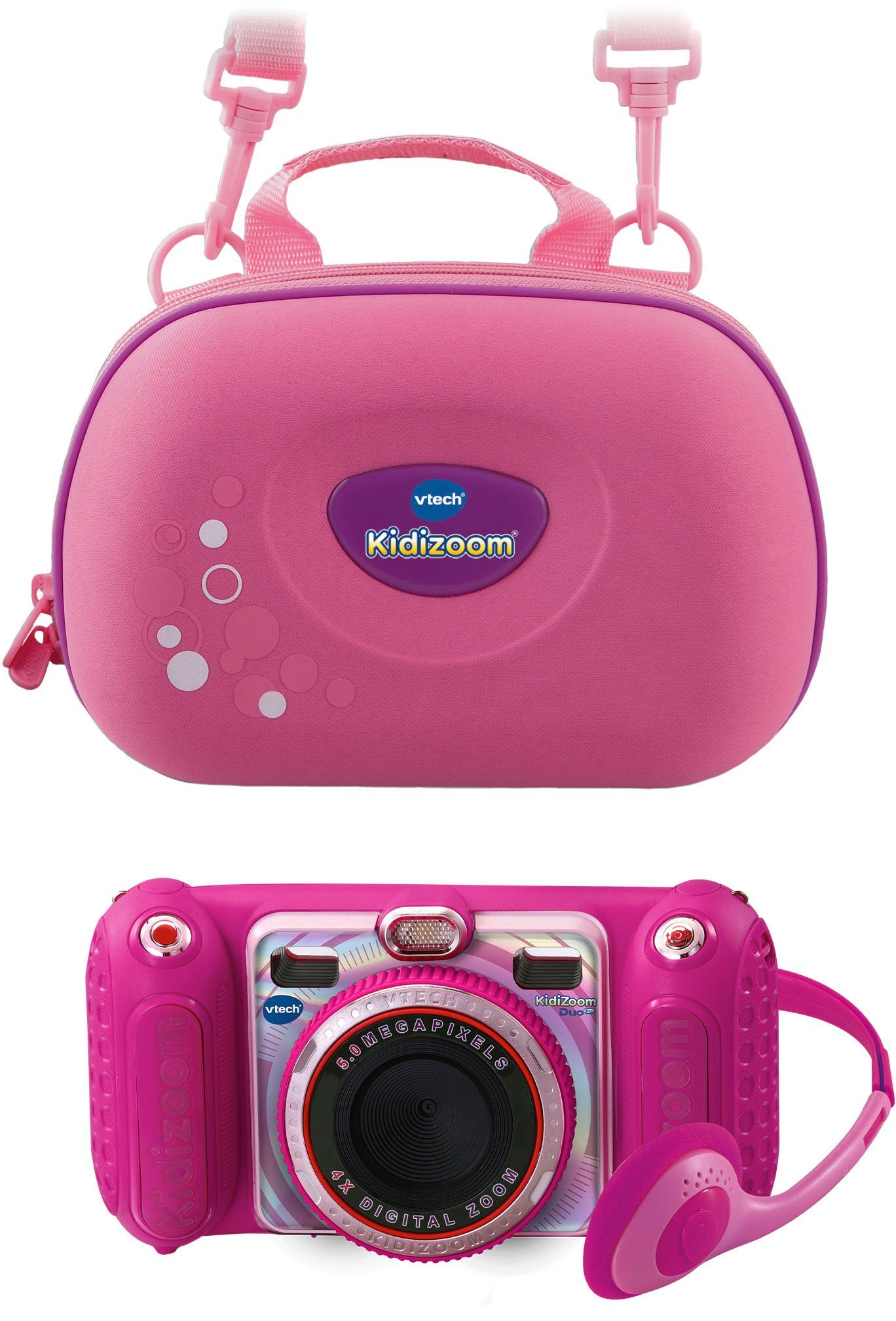 Vtech® KidiZoom Duo Pro, pink Kinderkamera (inklusive Tragetasche)