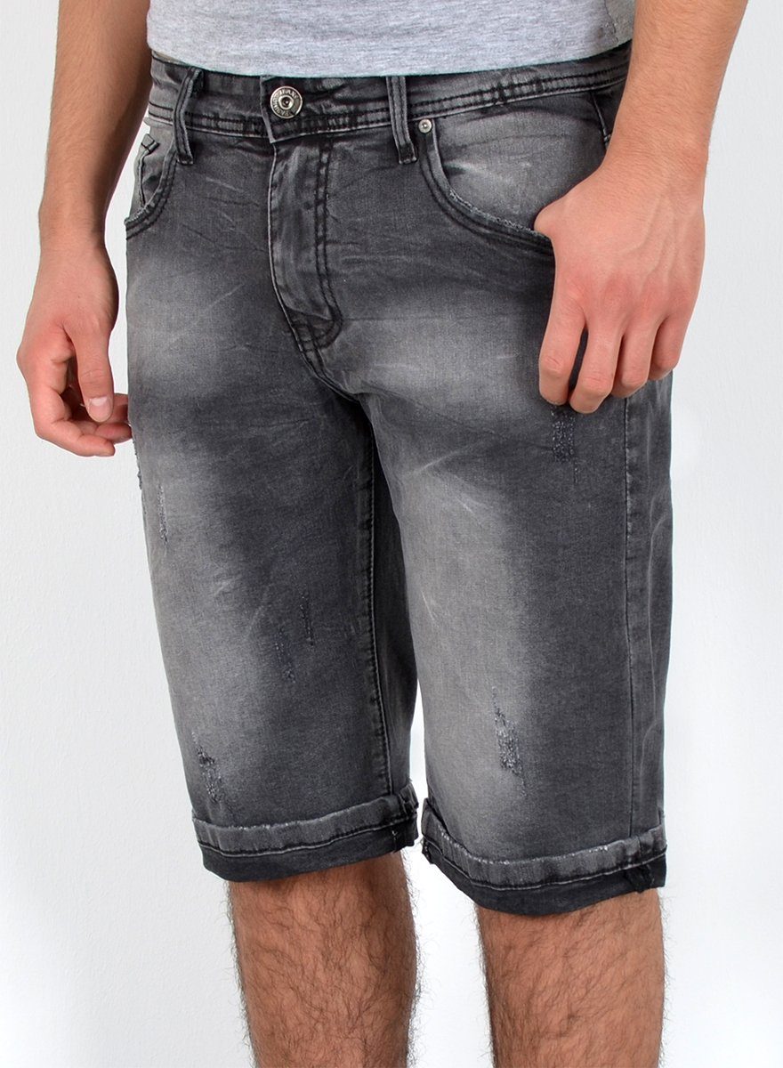 Jeanshose, mit Herren Stretch, mit Jeansshorts Comfort Herren Jeanshose Jeans Shorts A360 bis Herrren kurze Rissen Übergröße A371 Jeans Shorts Hose Jeans Capri Pocket, Jeansshorts kurze Capri 5 Jeans Größe, Destroyed Herren ESRA Herren Regular / Capri Schwarzgrau Herren Große Straight Hose Hose, Look, mit Herren Plussize