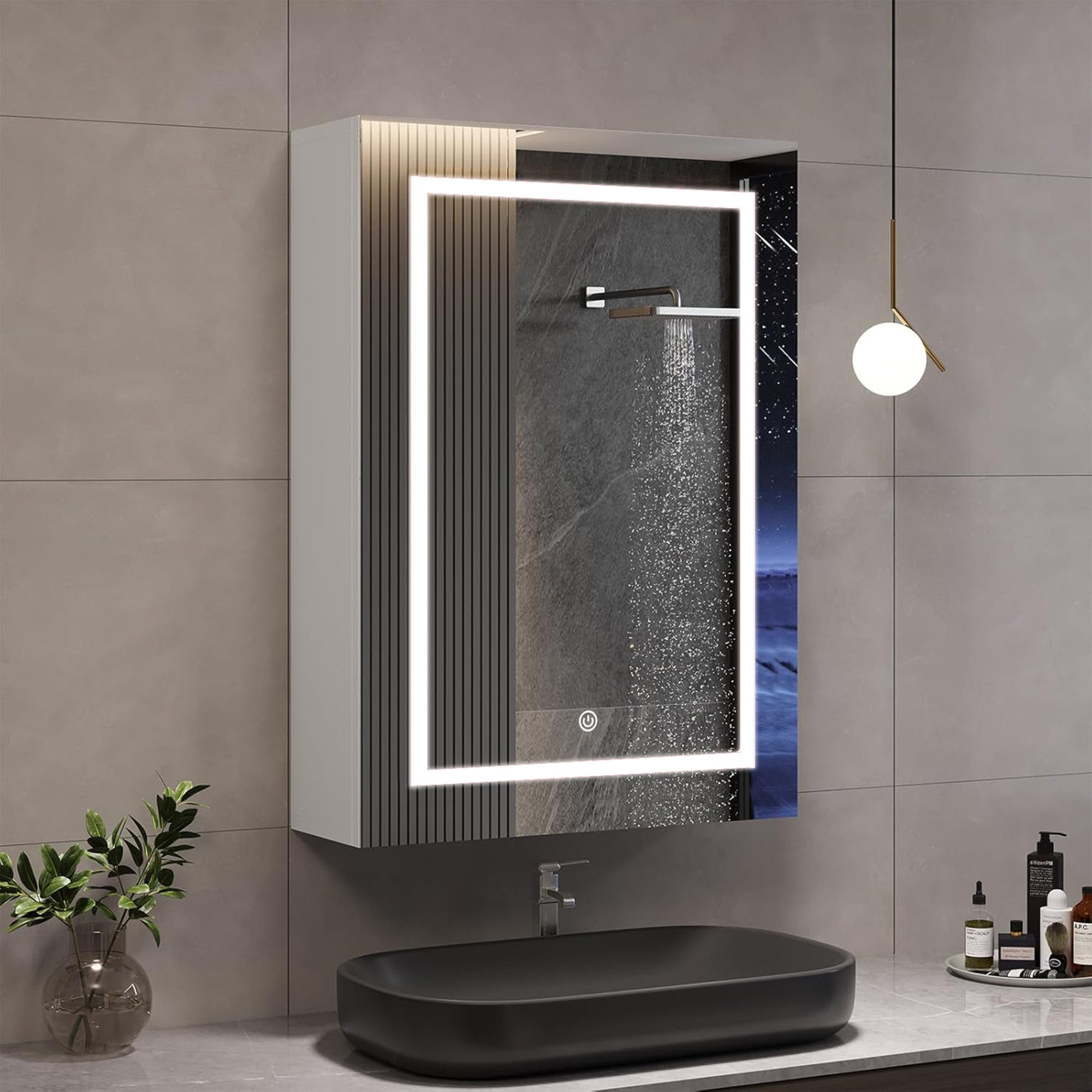 Badezimmerspiegelschrank Spiegelschrank Doppeltür Hängeschrank 80x60x13.5 cm