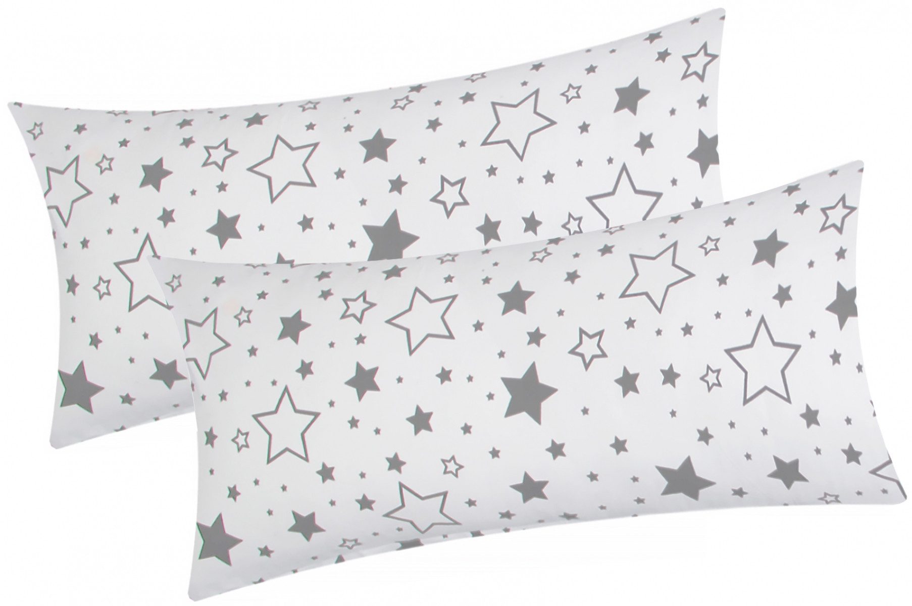 Heubergshop Kissenbezug, (2 Stück), 2er Set 40x80cm Sterne Grau Weiß 100% B günstig online kaufen