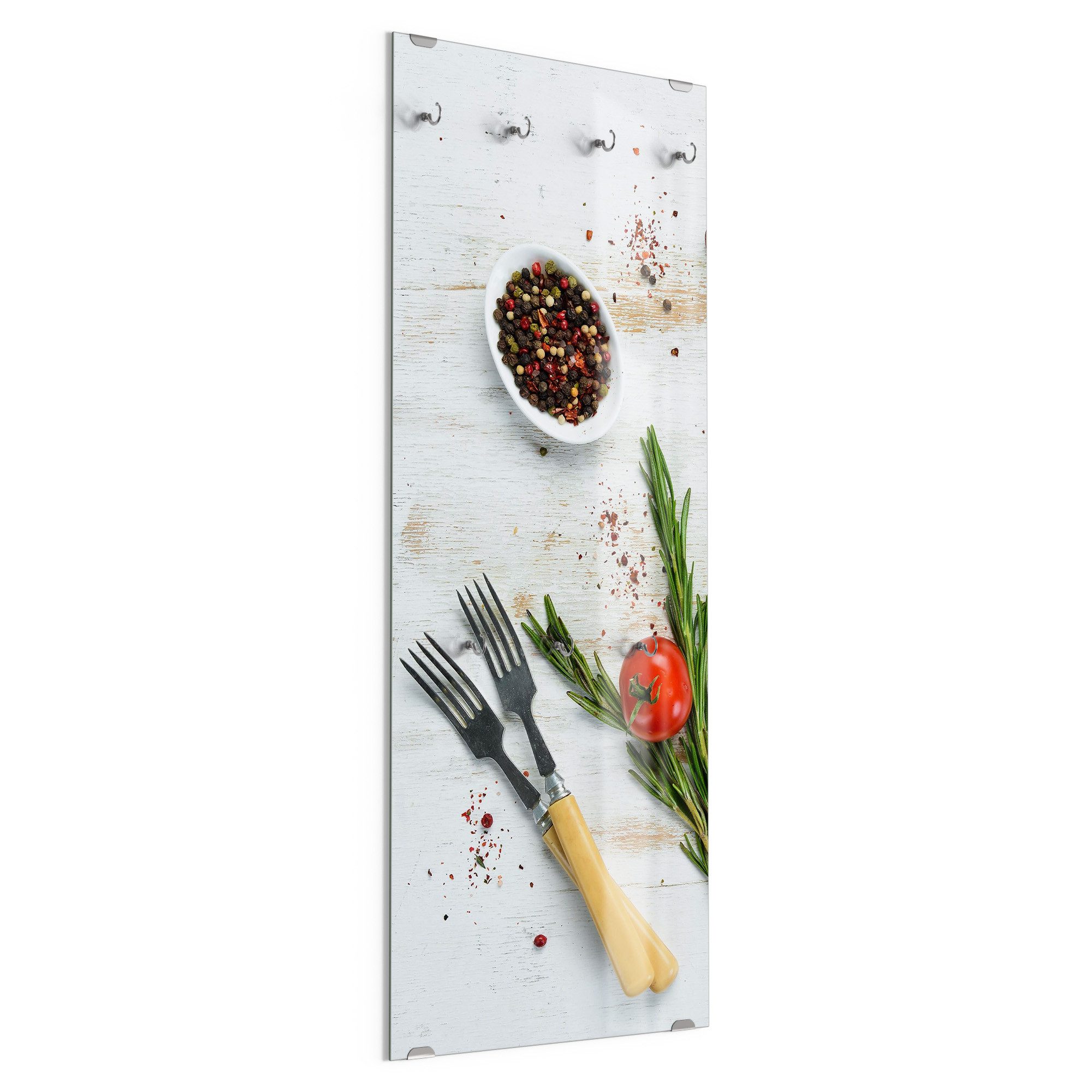 DEQORI Kleiderhaken 'Küchenkräuter und Gewürze', Glas Garderobe hängend Flur Jackenhalter modern Wandgarderobe Haken