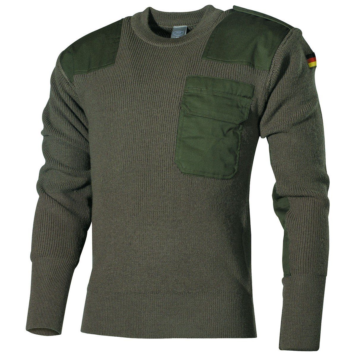 Strickpullover BW Pullover, mit Brusttasche, oliv - 54