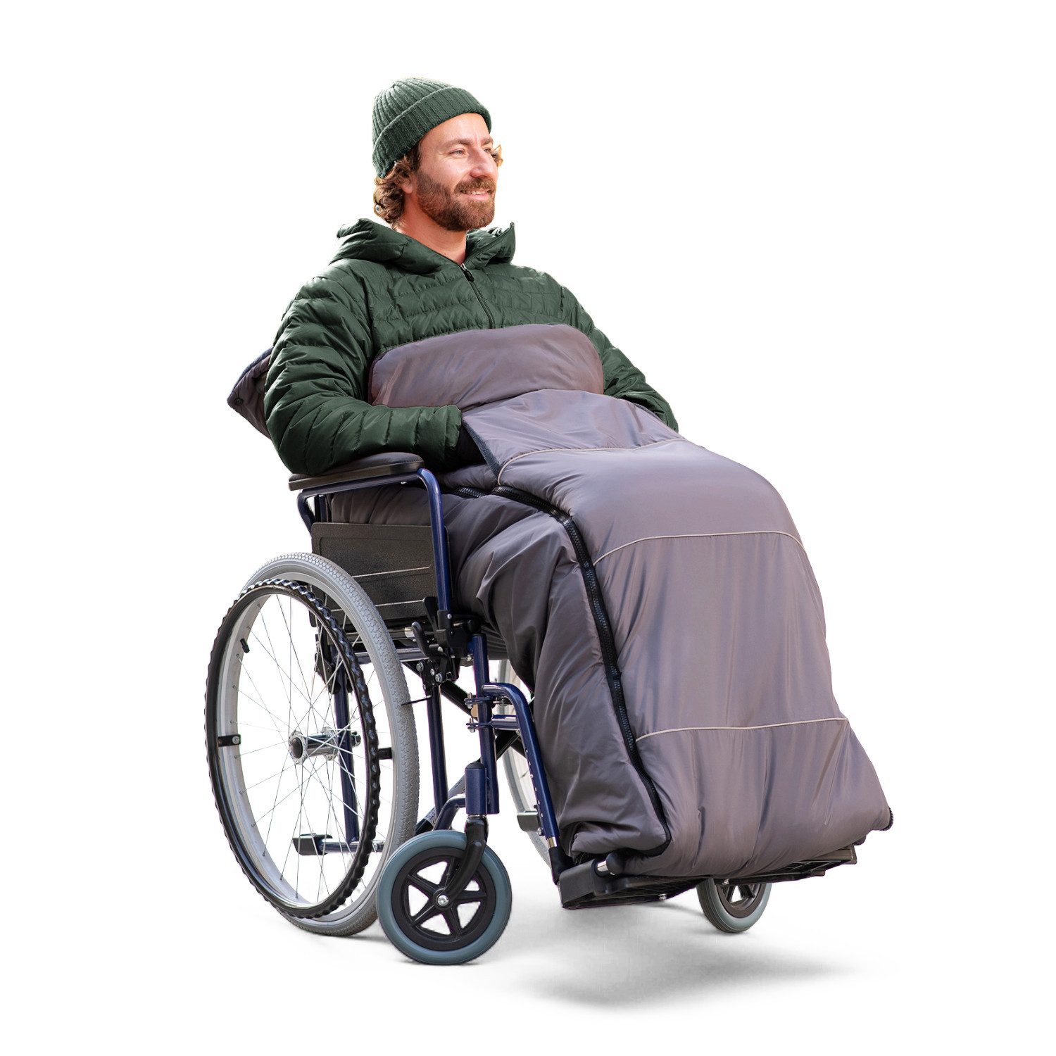 novely® Fußsack OWEN Rollstuhl-Fußsack aus Soft Fleece - Für Rollstühle ohne Armlehnen, Wetterfest; Thermo-warm und Ultraweich