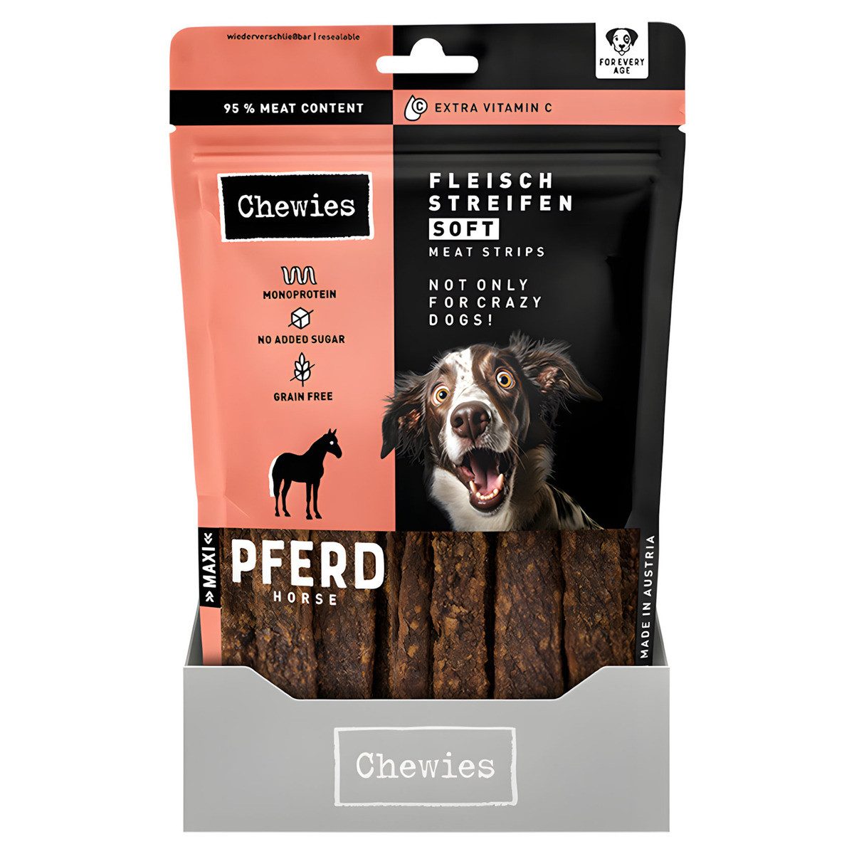 Chewies Fleischstreifen Maxi Pferd 150 g, Snack für: Hund