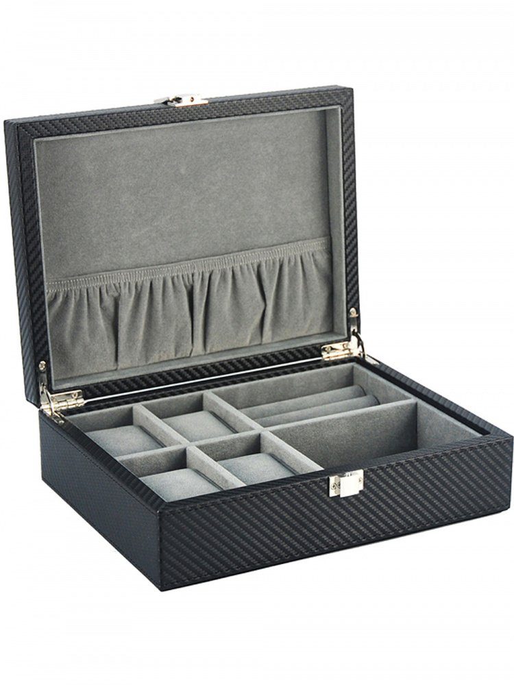 Uhrenbox Rothenschild Uhren-, Schmuckbox RS-2272-4CFBL für 4 Uhren +2 Fächer