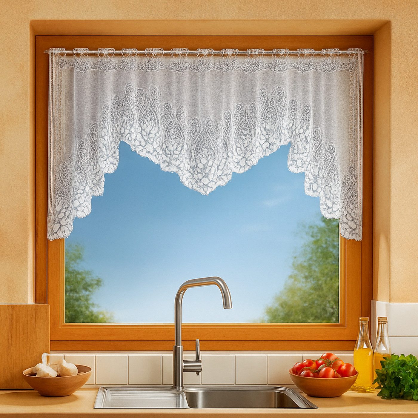heimtexland Scheibengardine M-Bogen Gardine Fensterbild Jacquard Querbehang günstig online kaufen