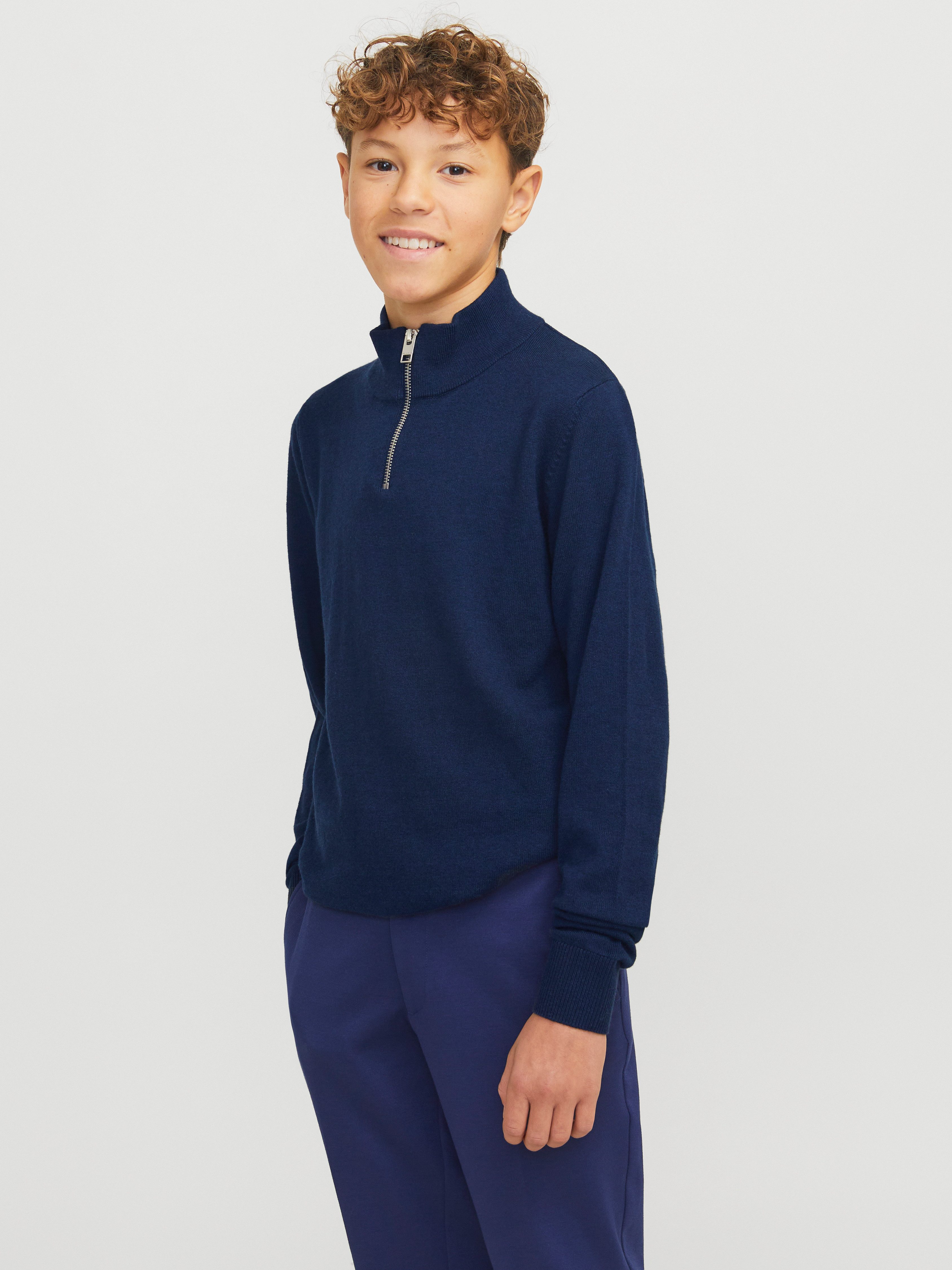 Jack & Jones Junior Troyer JJEEMIL KNIT HALF ZIP NOOS JNR Baumwollmischung, regular fit
