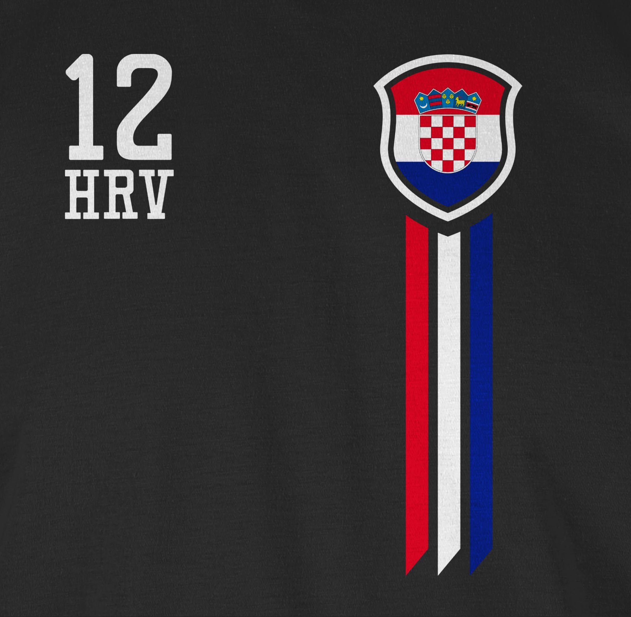 Schwarz Kroatien 3 Fussball T-Shirt Mann EM Fan-Shirt 12. 2024 Shirtracer