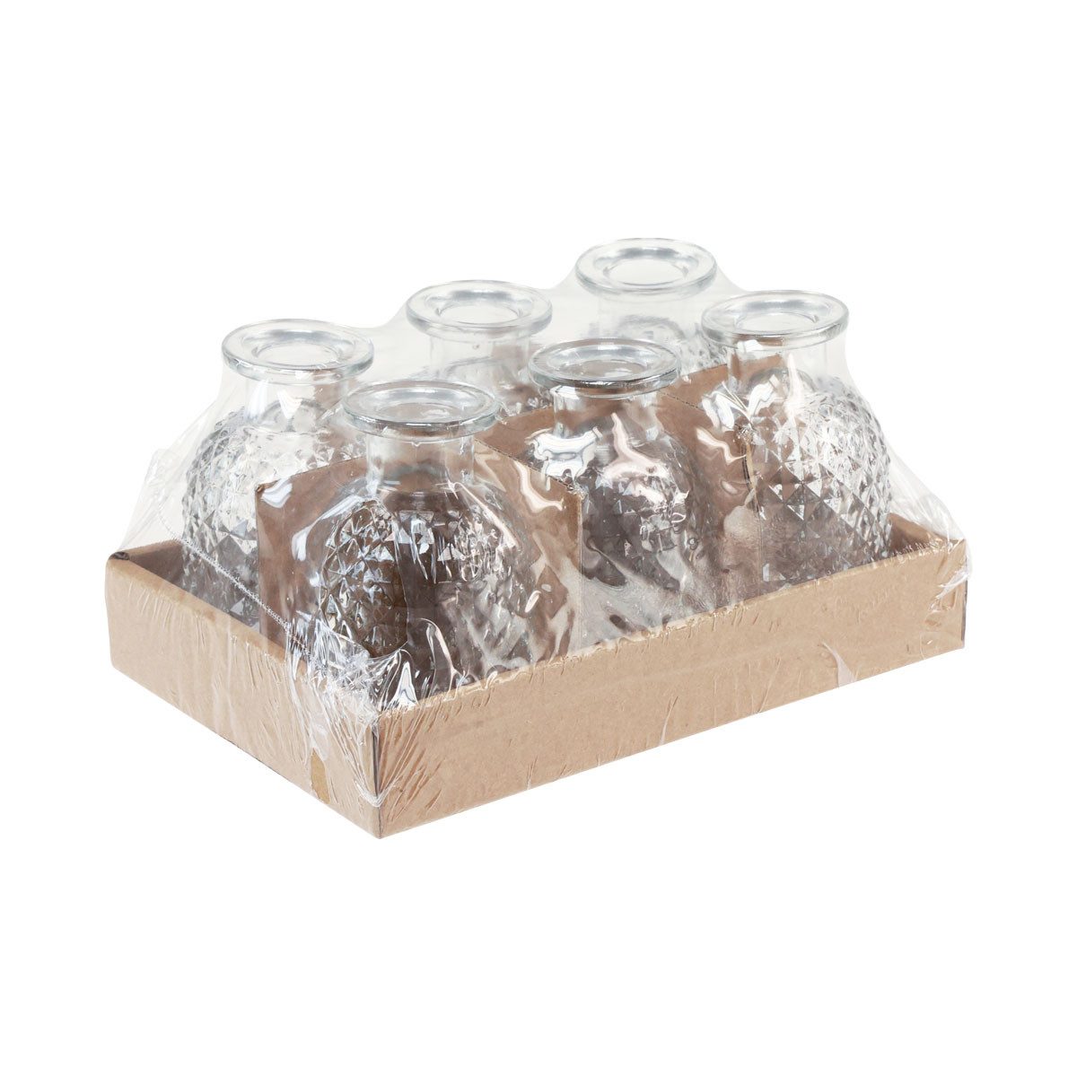 Florists Products Tischvase Deko Vasen Glas Mini Retro Raute Ø5,5cm H9cm 6er-Set Vintage, 6 Stück