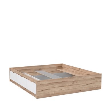 freiraum Bett VANKKA, in Planked Eiche, Weiss - 190,5x43x204,9cm (BxHxT)