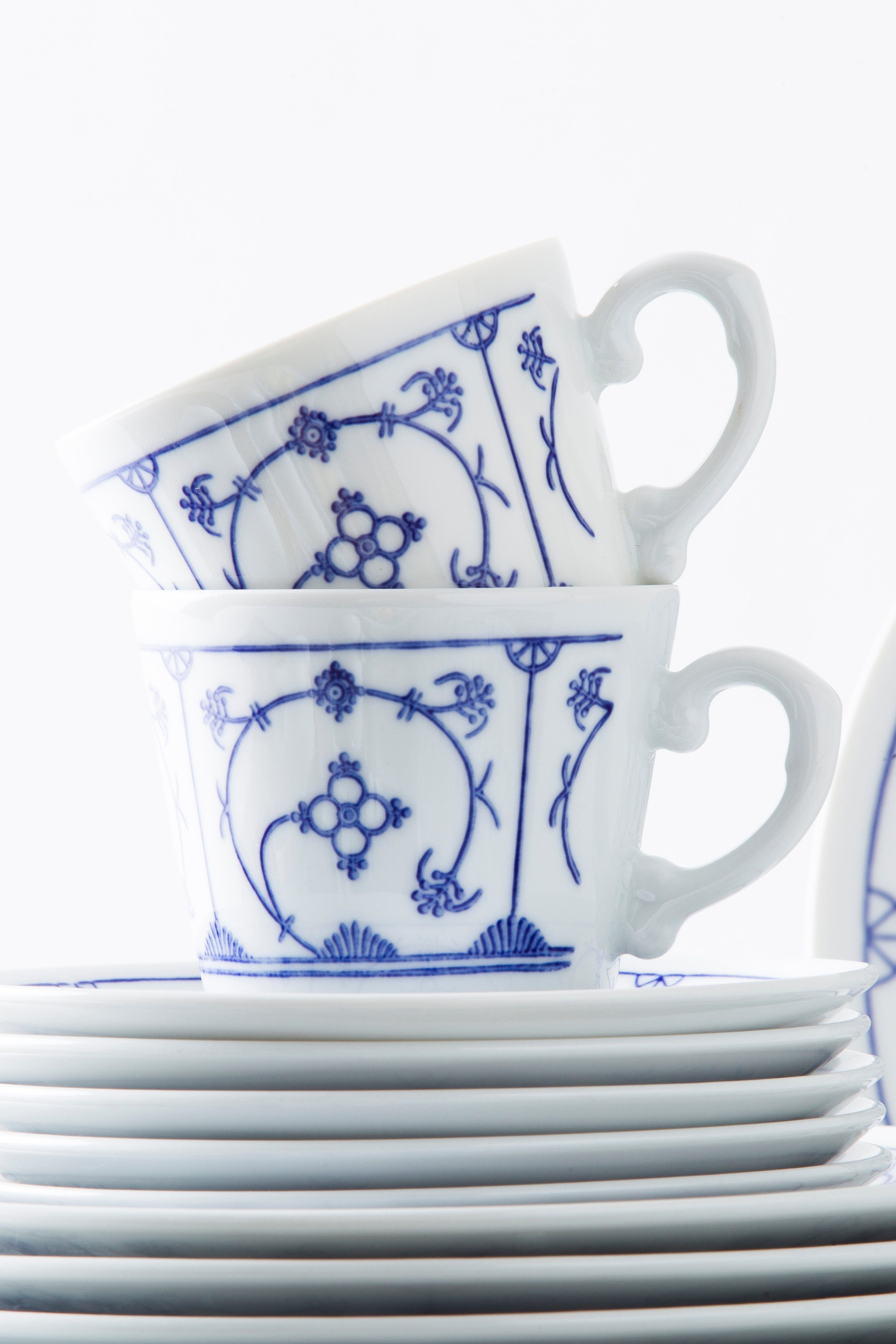 KAHLA Kombiservice Blau Saks 30 tlg. (30-tlg), 6 Personen, Porzellan, von Hand dekoriert