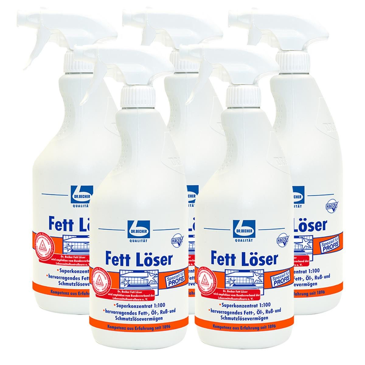 Dr. Becher Dr. Becher Fett Löser 1L hochwirksamer Öl- und Fettlöser (5er Pack) Spezialwaschmittel
