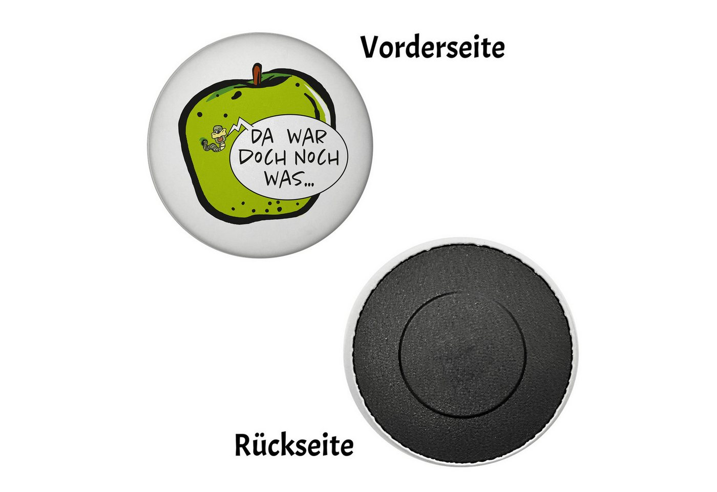 Thumbnail - speecheese Magnet Wurm im Apfel Notizzettel Magnet rund mit weißem Hintergrund