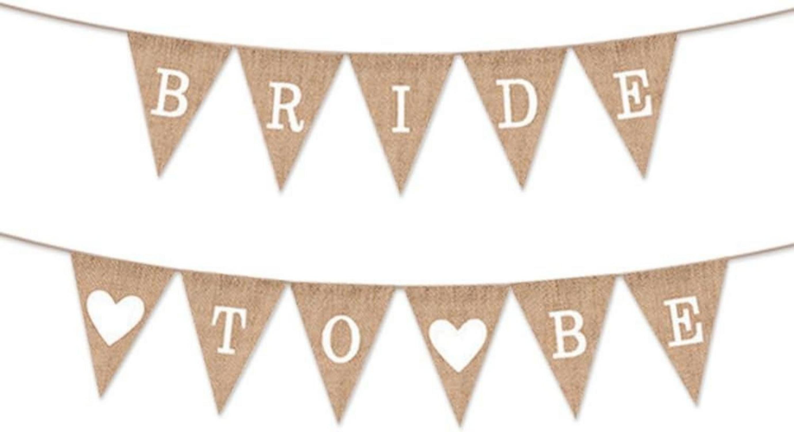 Hängedekoration Bride To Be Girlande Deko Jute Banner JGA Accessoires Hochzeit Party