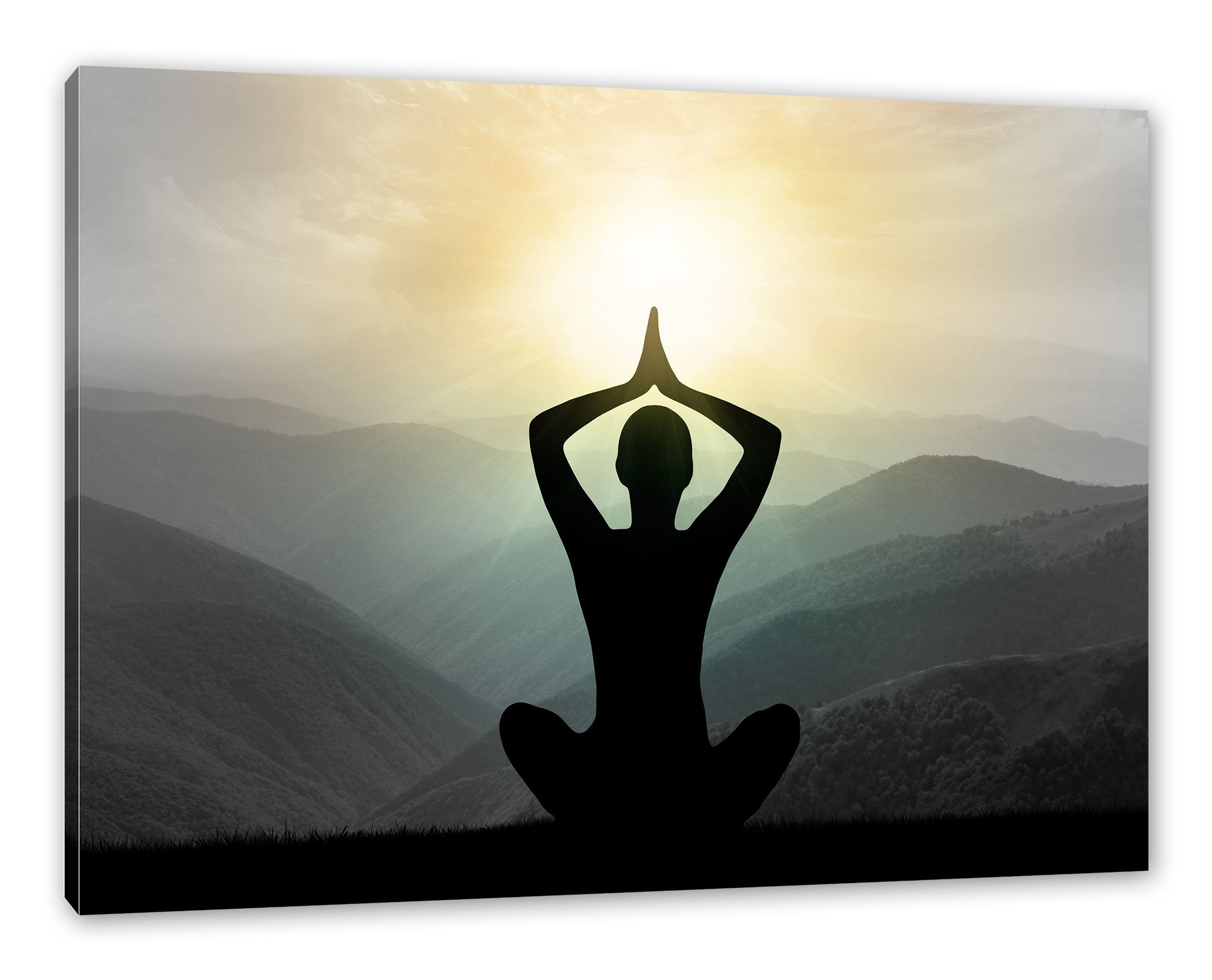 Yoga Zackenaufhänger Yoga Meditation, und und Meditation St), Pixxprint bespannt, inkl. fertig Leinwandbild Leinwandbild (1