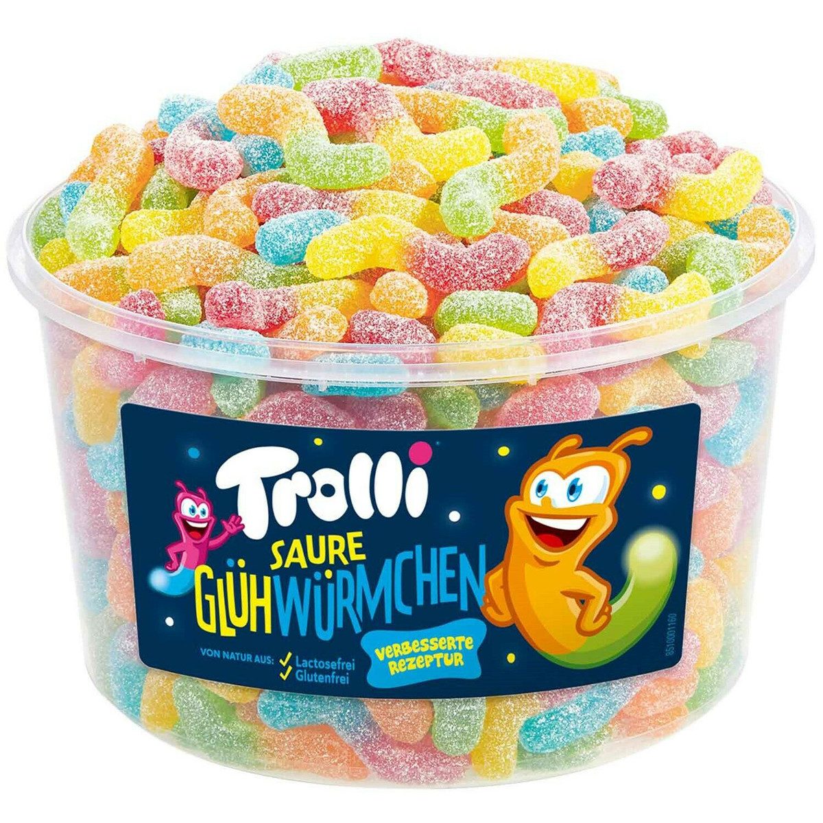TROLLI Süßigkeit, Trolli Glühwürmchen sauer gezuckerte Fruchtgummi Glühwürmchen 1050g