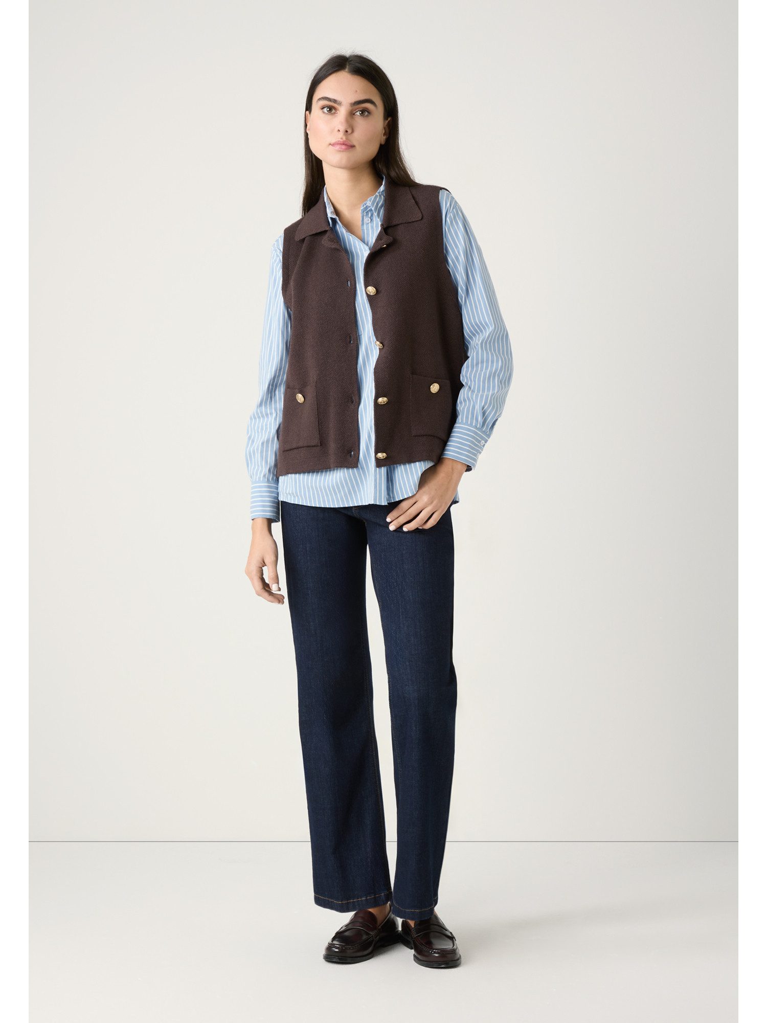 MORE&MORE Strickweste dunkelbraue Strickweste günstig online kaufen