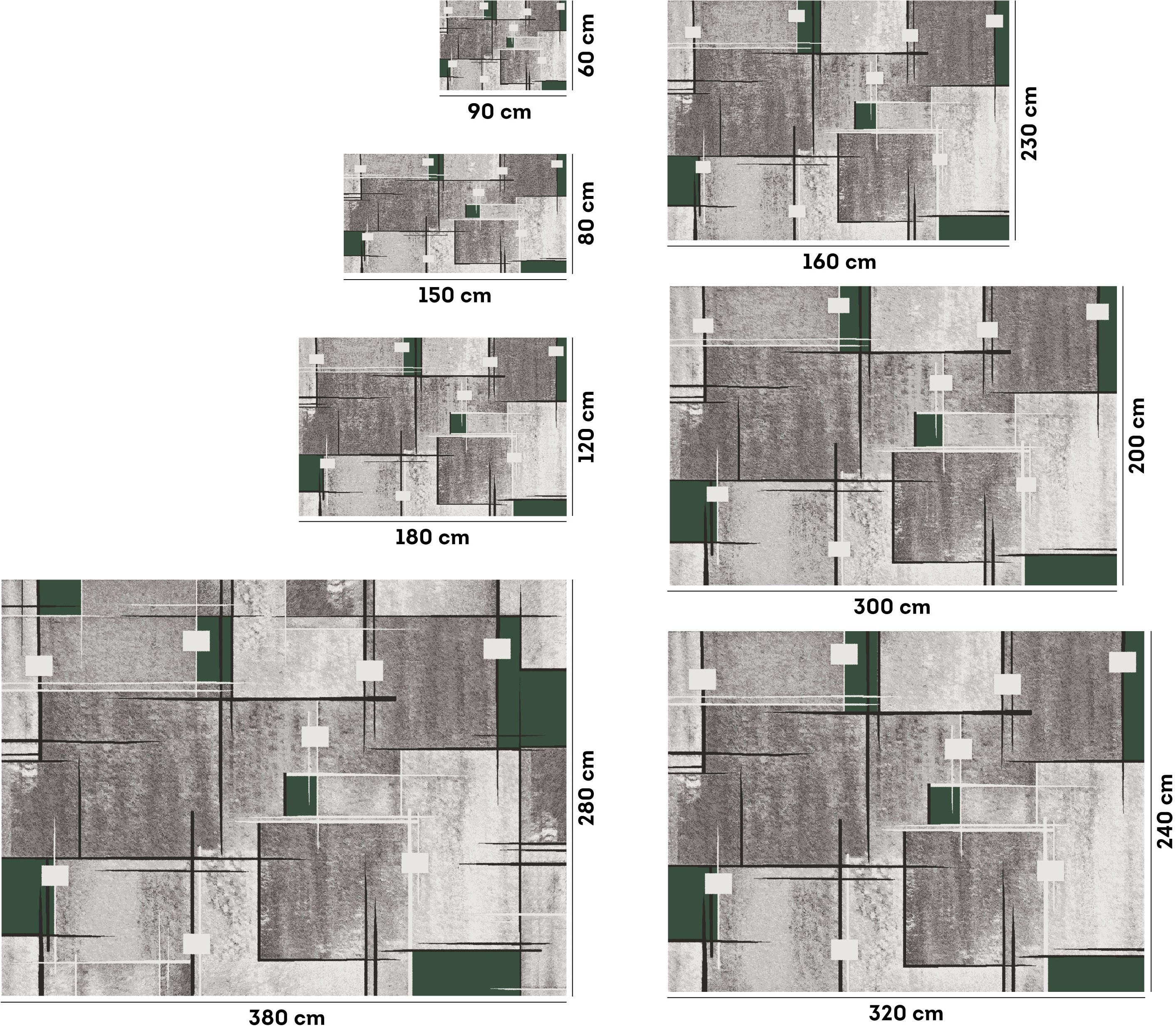 my home Teppich Deblin, rechteckig, Höhe: 9 mm, weicher Flor, Kurzflor, Karo-Design, modern, geometrisches Muster