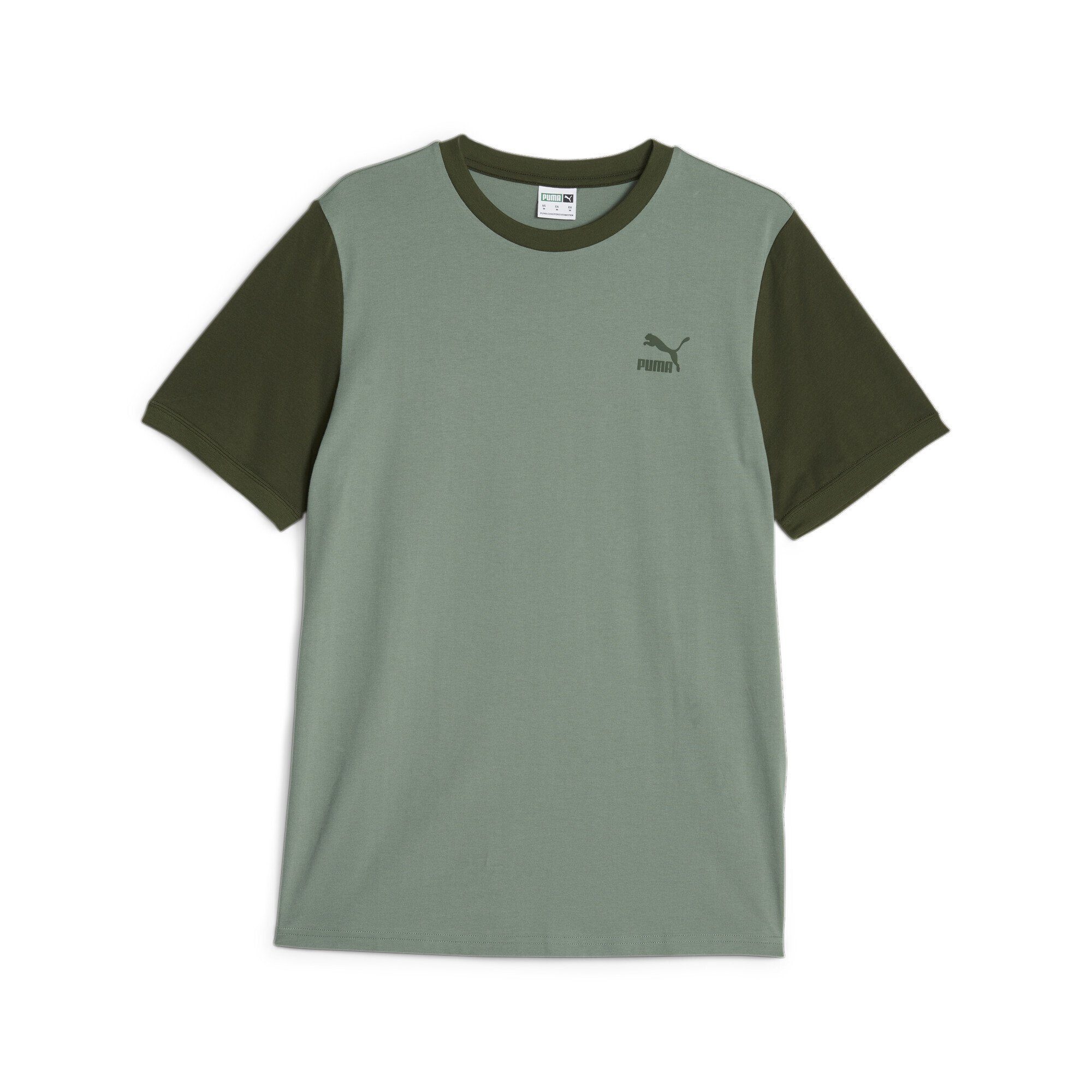 PUMA T-Shirt Classics Block T-Shirt Herren Green Eucalyptus Myrtle