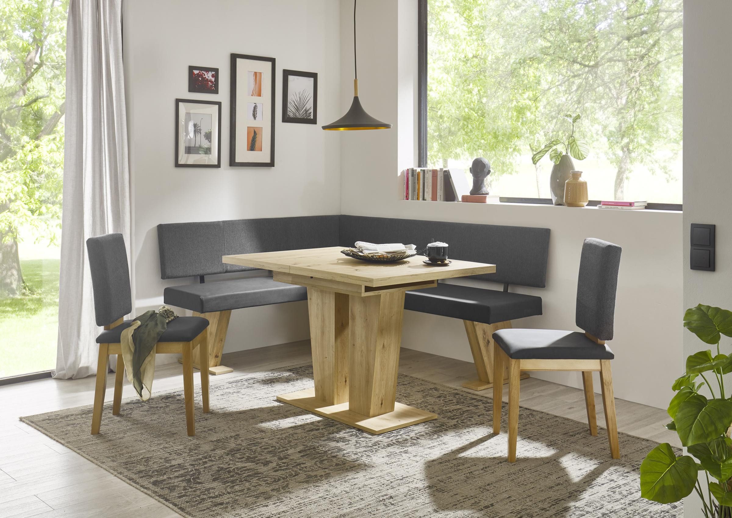 Trendmöbel24 Eckbankgruppe Eckbank Eckbankgruppe VERONA II 150x190 cm - Artisan Eiche, (4-tlg., 1x Eckbank, 2x Stuhl, 1x Tisch)