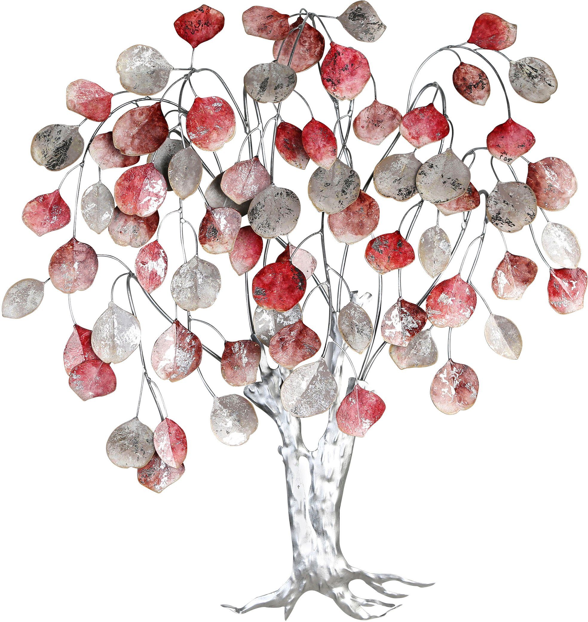 GILDE Wanddekoobjekt »Wandrelief Love Tree, rottöne/silber«, (1 St.), klass günstig online kaufen