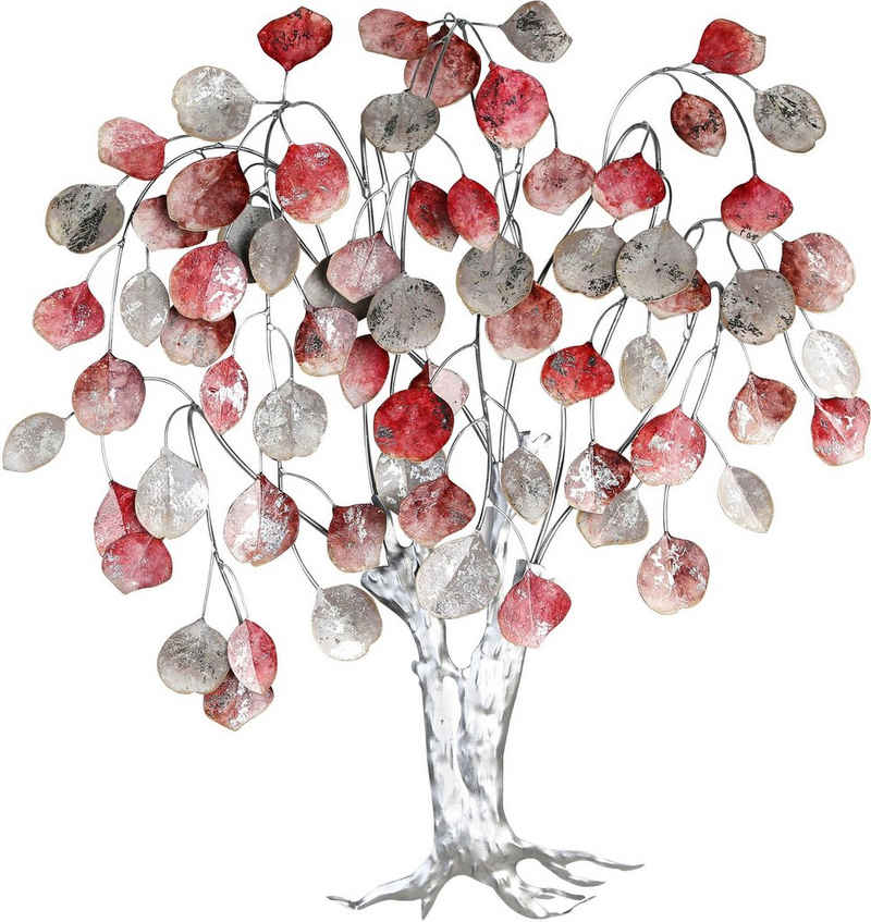 GILDE Wanddekoobjekt Wandrelief Love Tree, rottöne/silber (1 St), klassisch, Metall