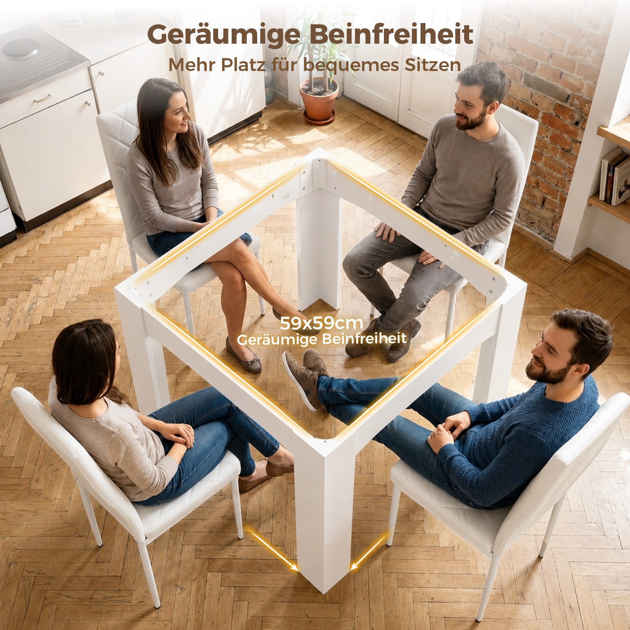 Mondeer Esstisch Rund Esstisch (120 x 120 x 75 cm), Platzsparender Küchentisch für 4-6 Personen – Bild 5 von 5